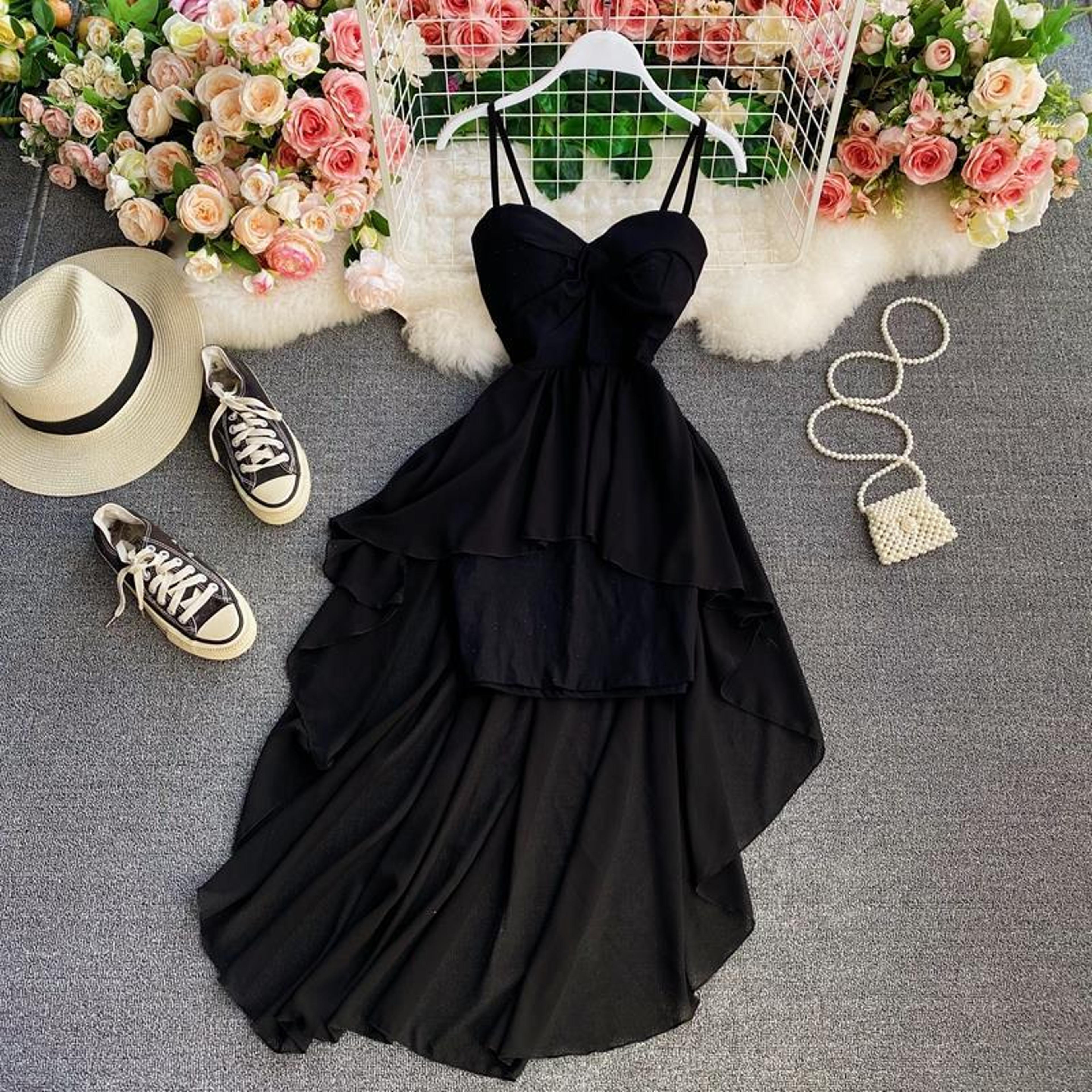 French Vintage Black Patchwork Long Strap Dress  Elegant Sleeveless Bodycon Party Dress 5