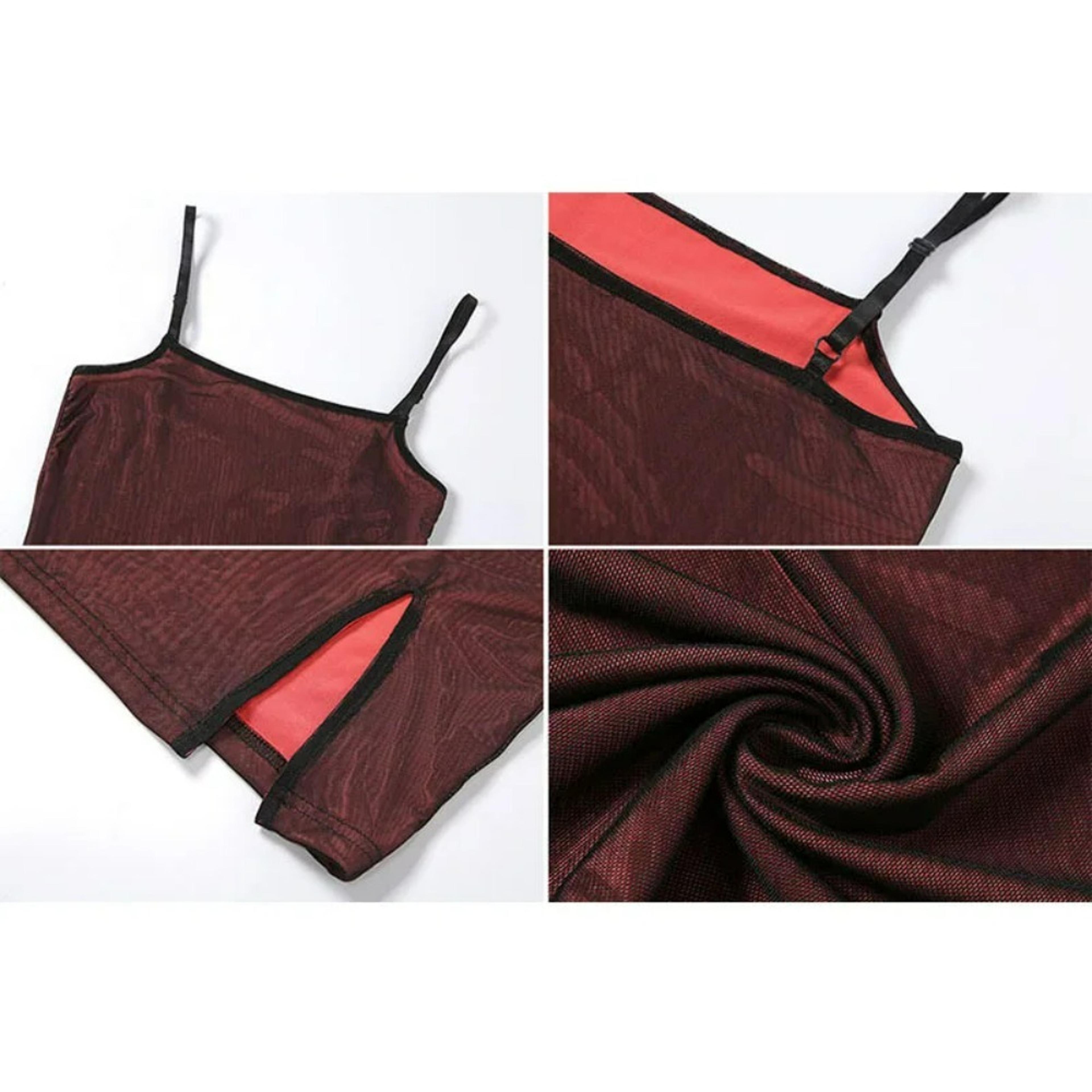 Wine Red Mesh Bodycon Mini Dress  Elegant Split Sleeveless Party Dress 1
