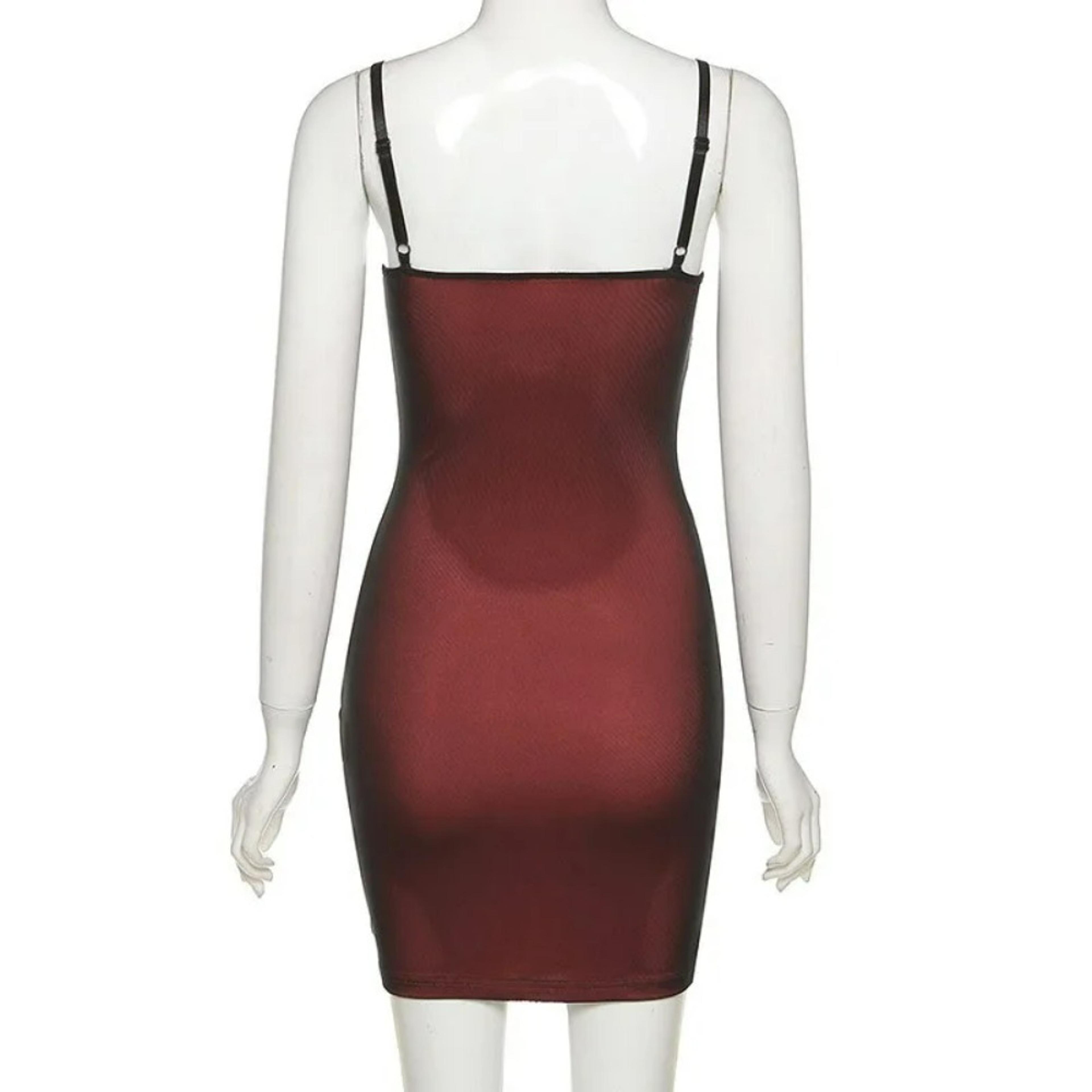 Wine Red Mesh Bodycon Mini Dress  Elegant Split Sleeveless Party Dress 5