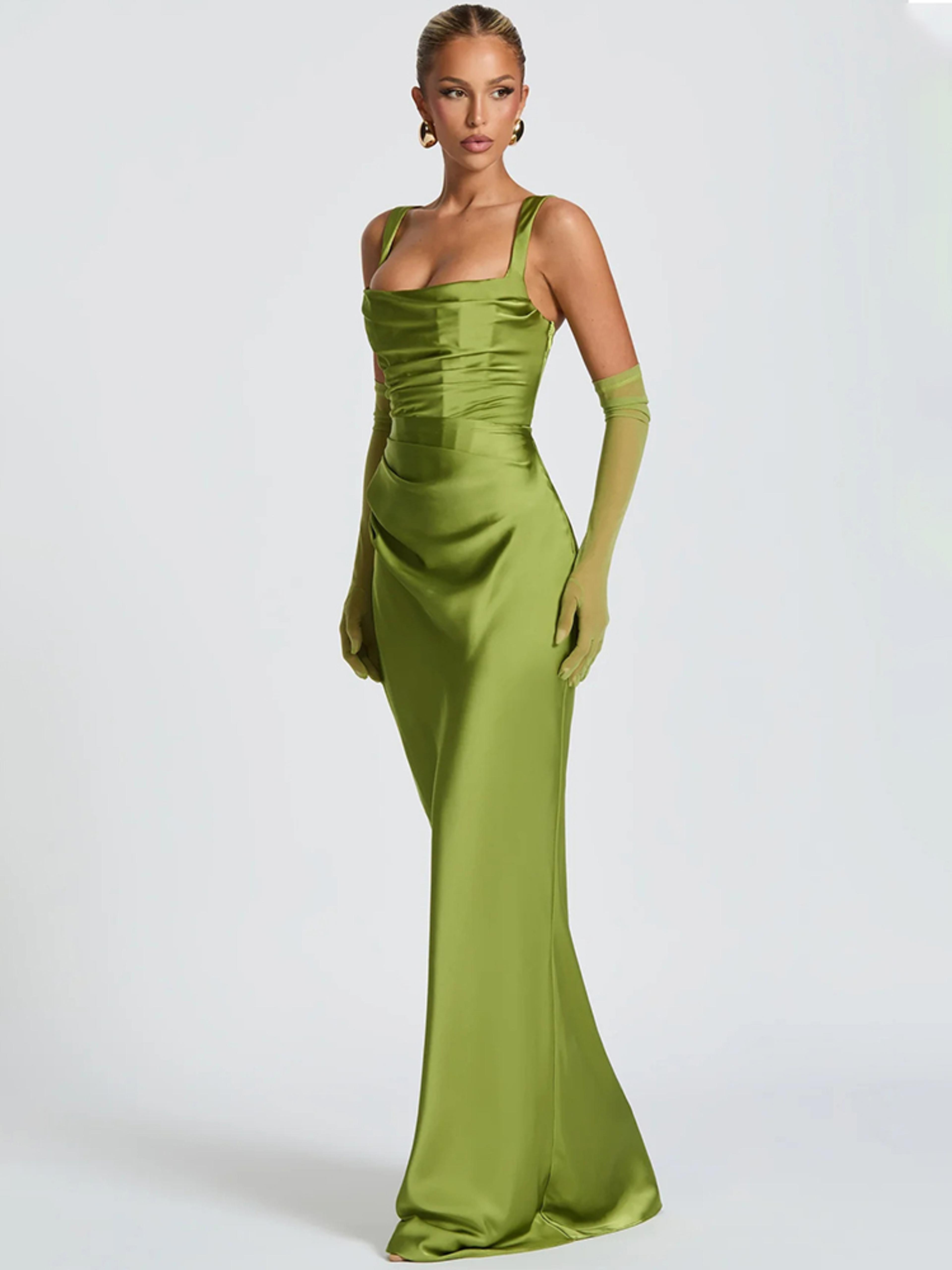 Mozision Elegant Backless Satin Gown  Sexy Halter Party Maxi Dress 2