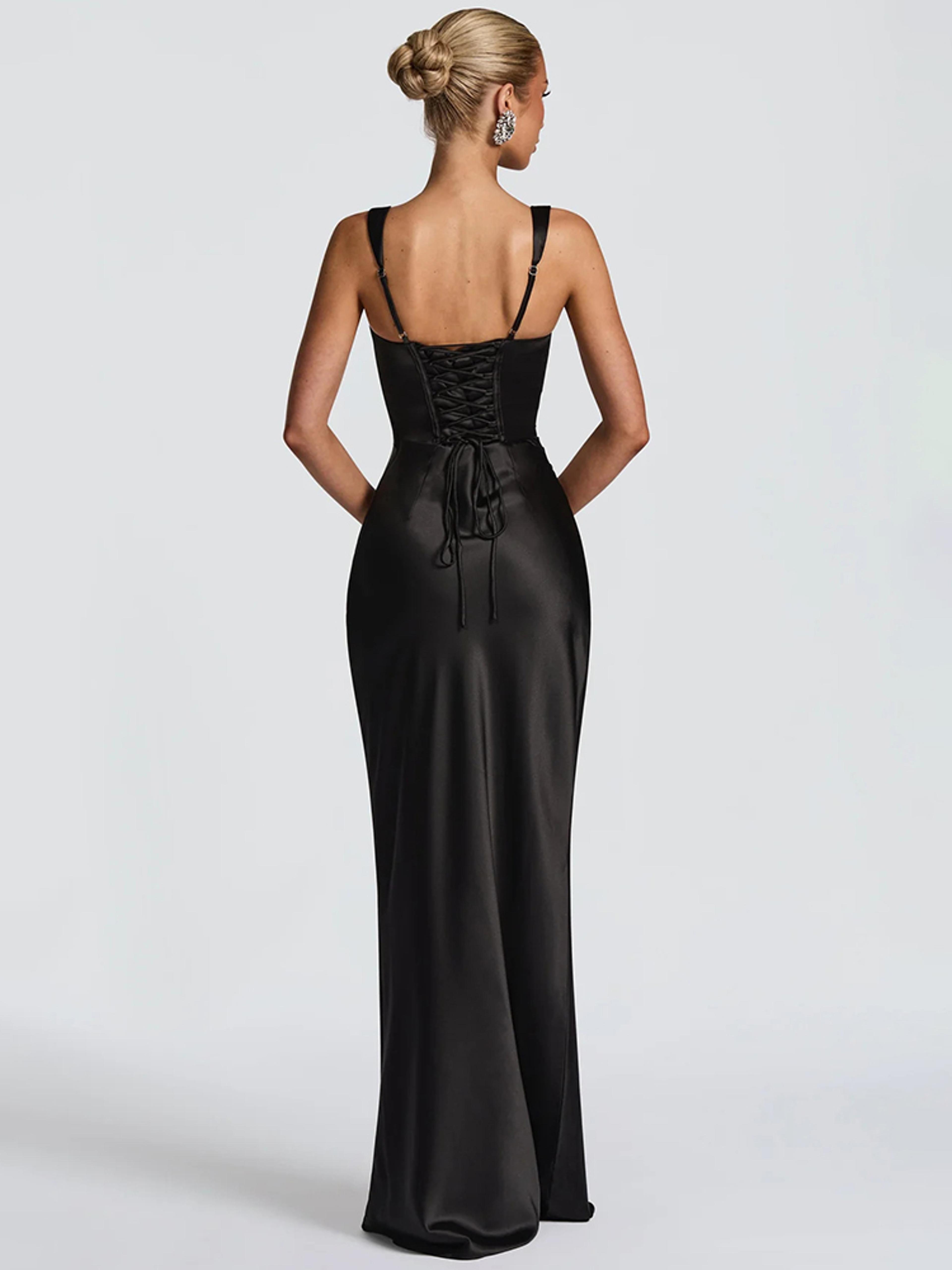 Mozision Elegant Backless Satin Gown  Sexy Halter Party Maxi Dress 4