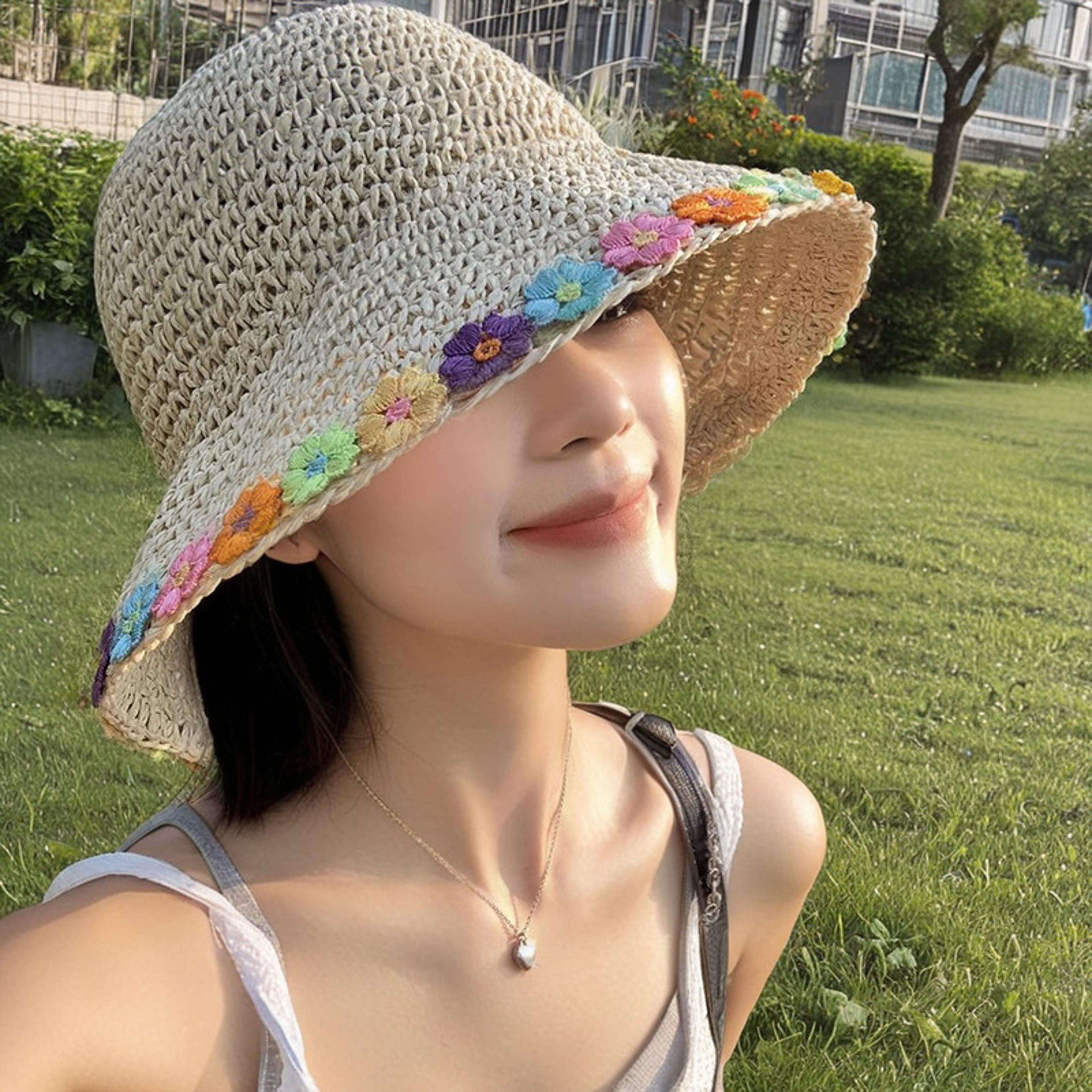 Flora Wave Brim Straw Bucket Hat 1