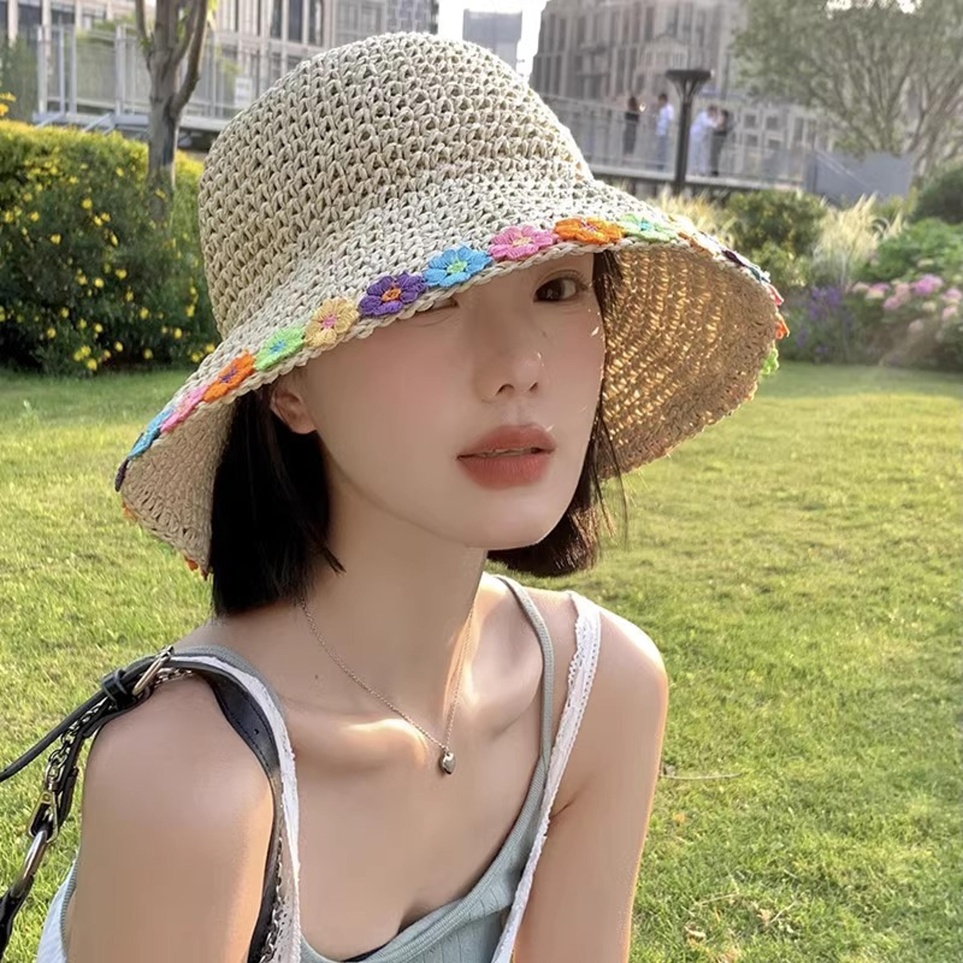 Flora Wave Brim Straw Bucket Hat 2