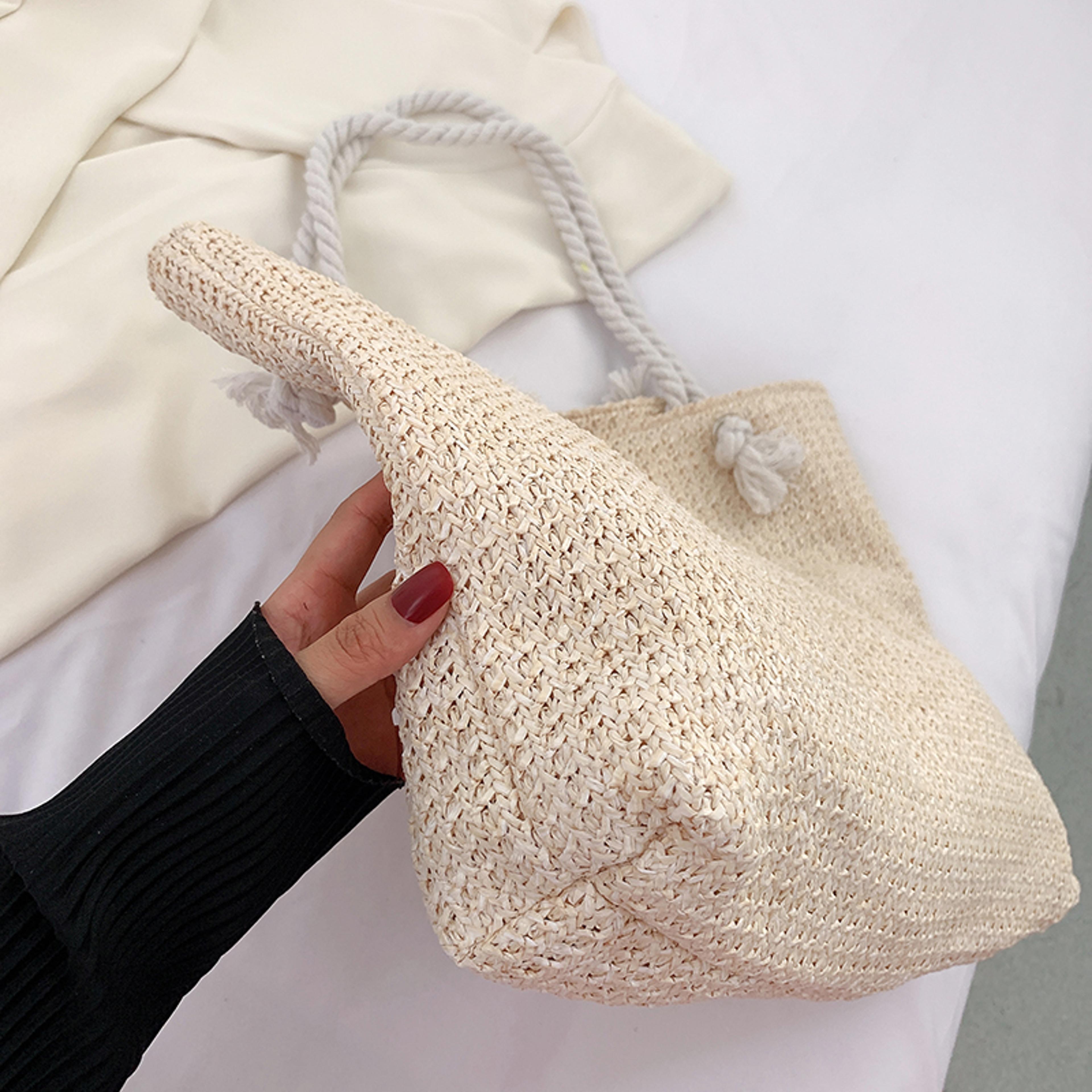 Handmade Woven Straw Bag Womens Summer Large Capacity Shoulder Bag 4