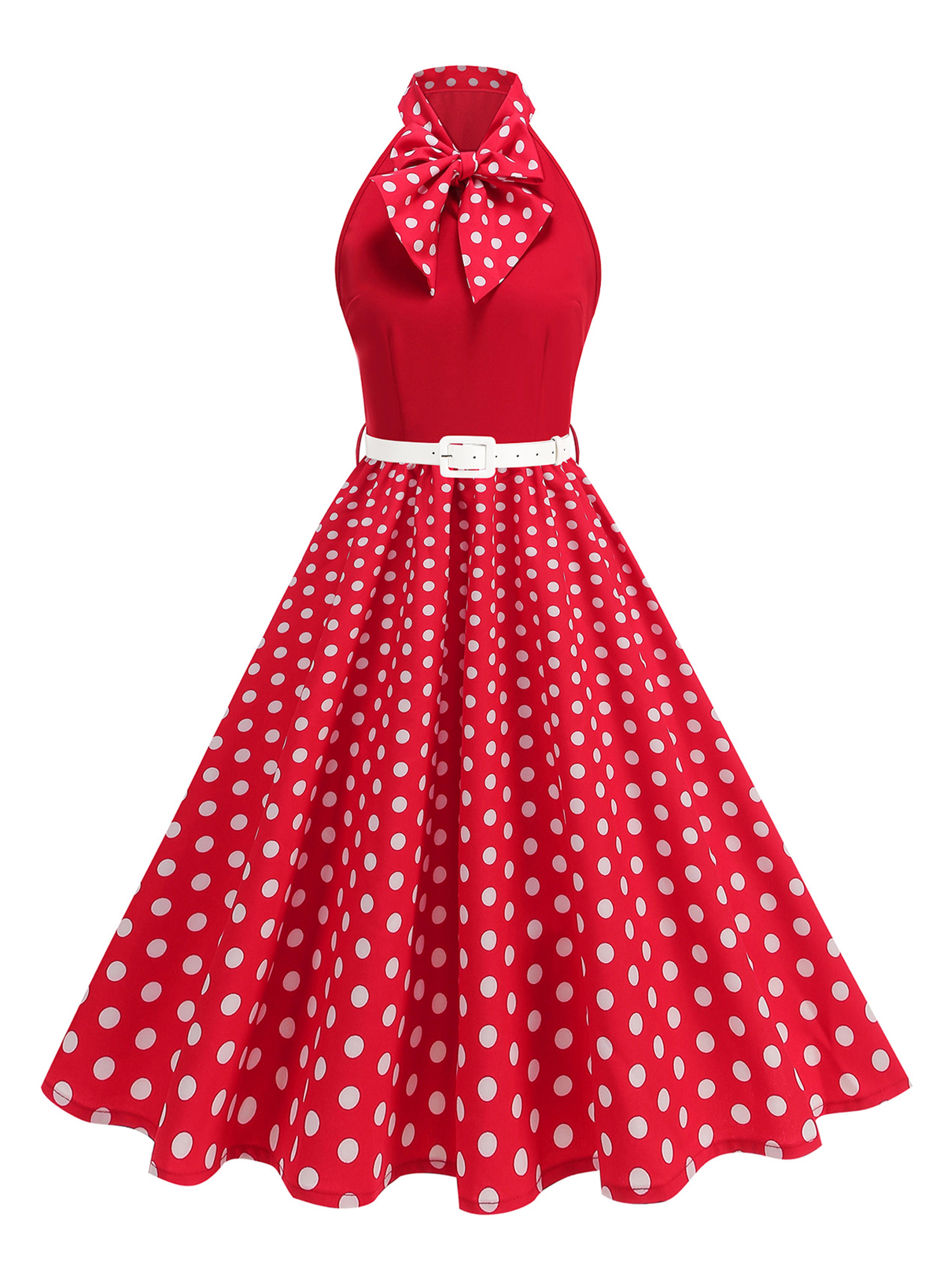 Tonval Old Vintage Polka Dot Halter Dress 5