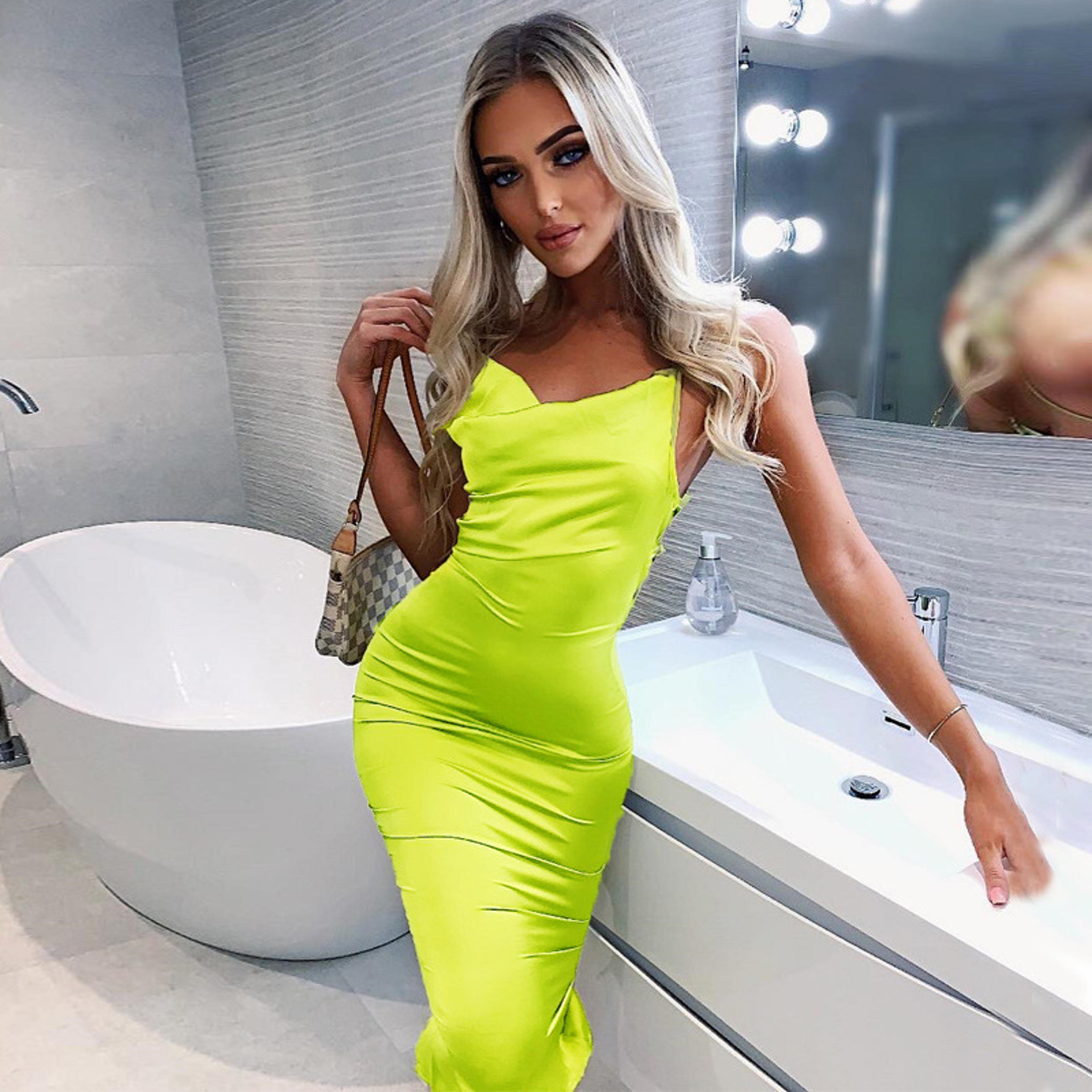 Aura Light Pink Backless Satin Midi Dress  Elegant Lace Up Bodycon Party Dress 2
