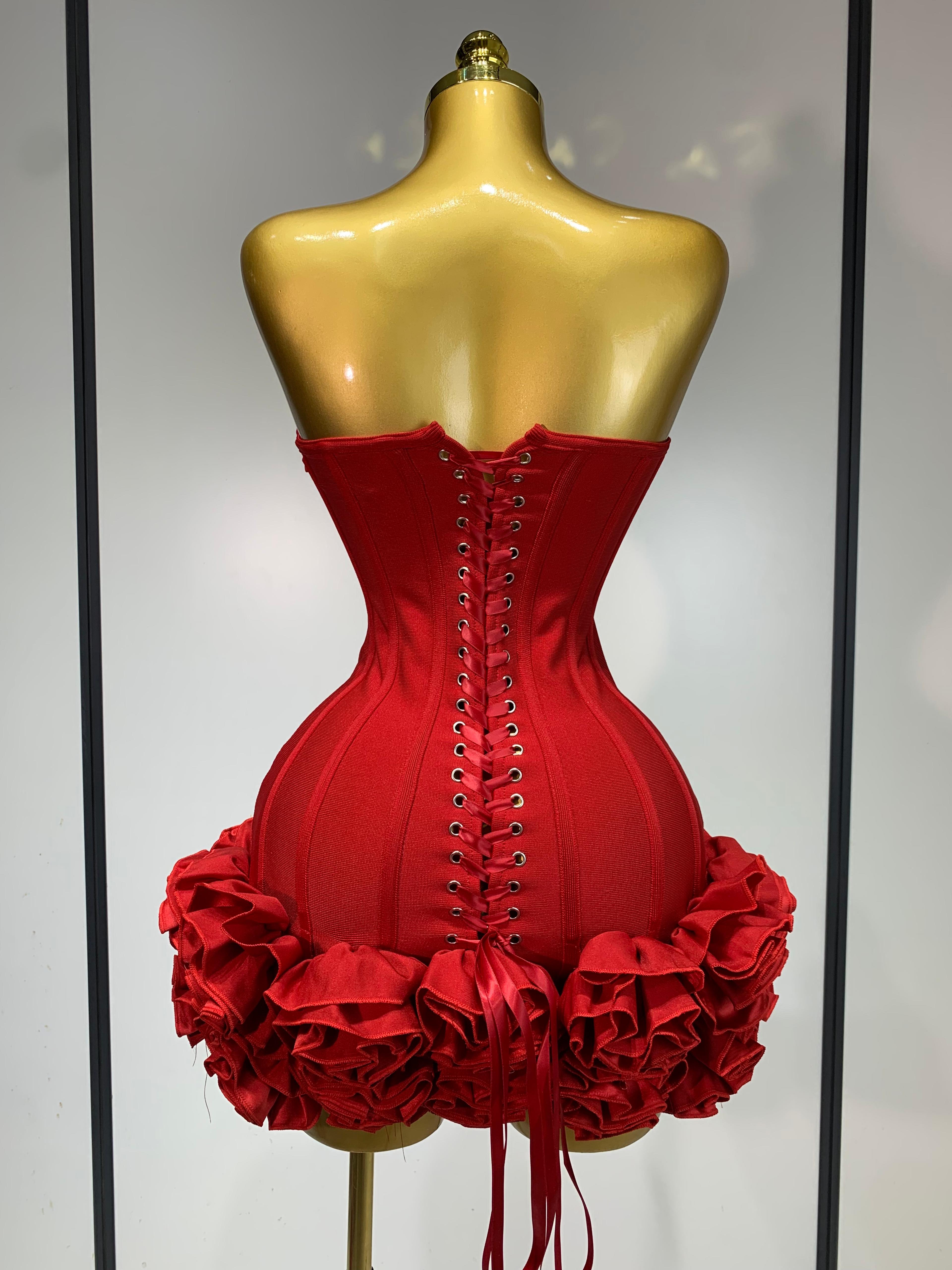 Amara Flower Embellished Backless Mini Bandage Dress  Luxury Bodycon Cocktail Evening Party Gown 2