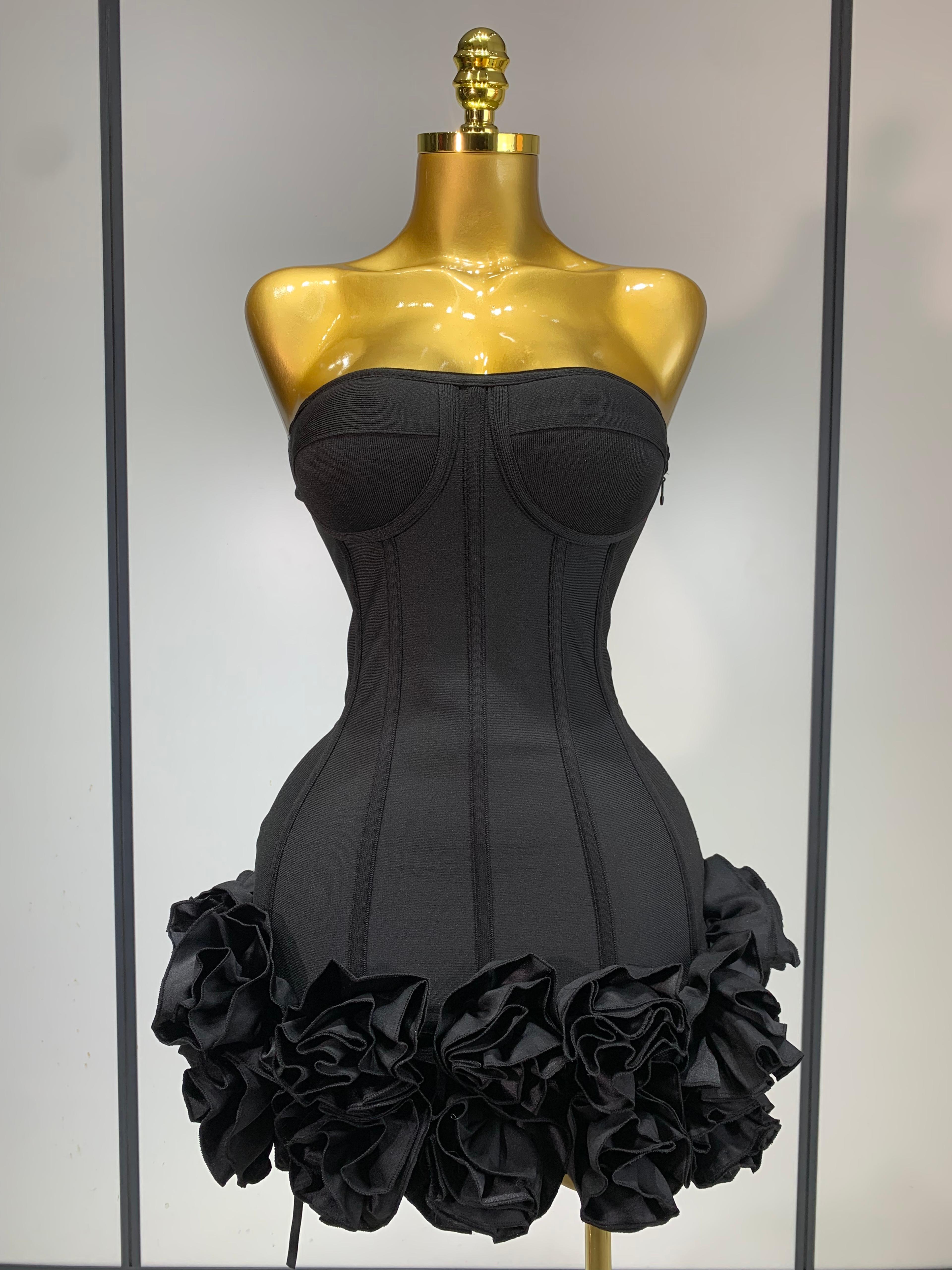 Amara Flower Embellished Backless Mini Bandage Dress  Luxury Bodycon Cocktail Evening Party Gown 7