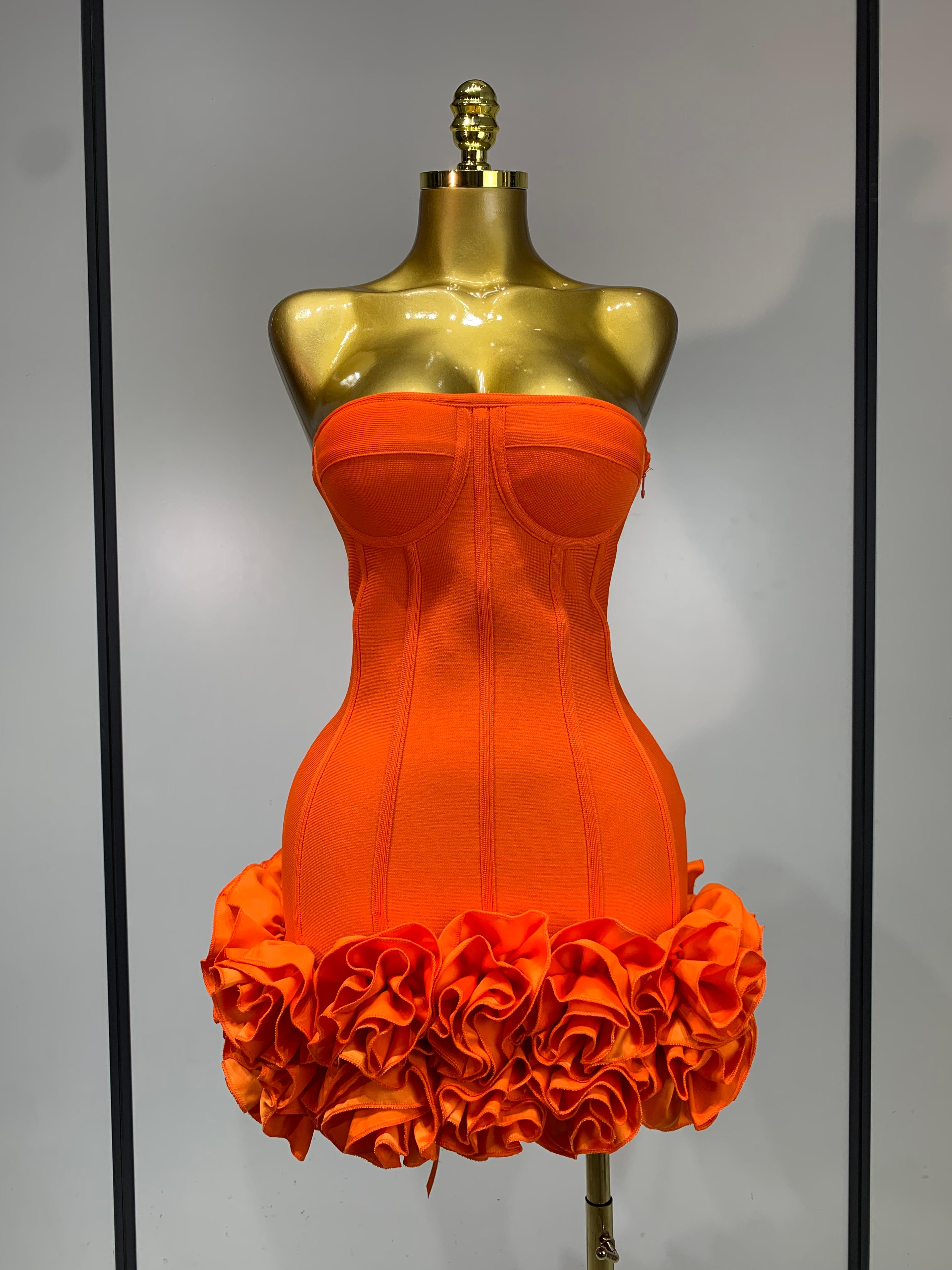 Amara Flower Embellished Backless Mini Bandage Dress  Luxury Bodycon Cocktail Evening Party Gown 8