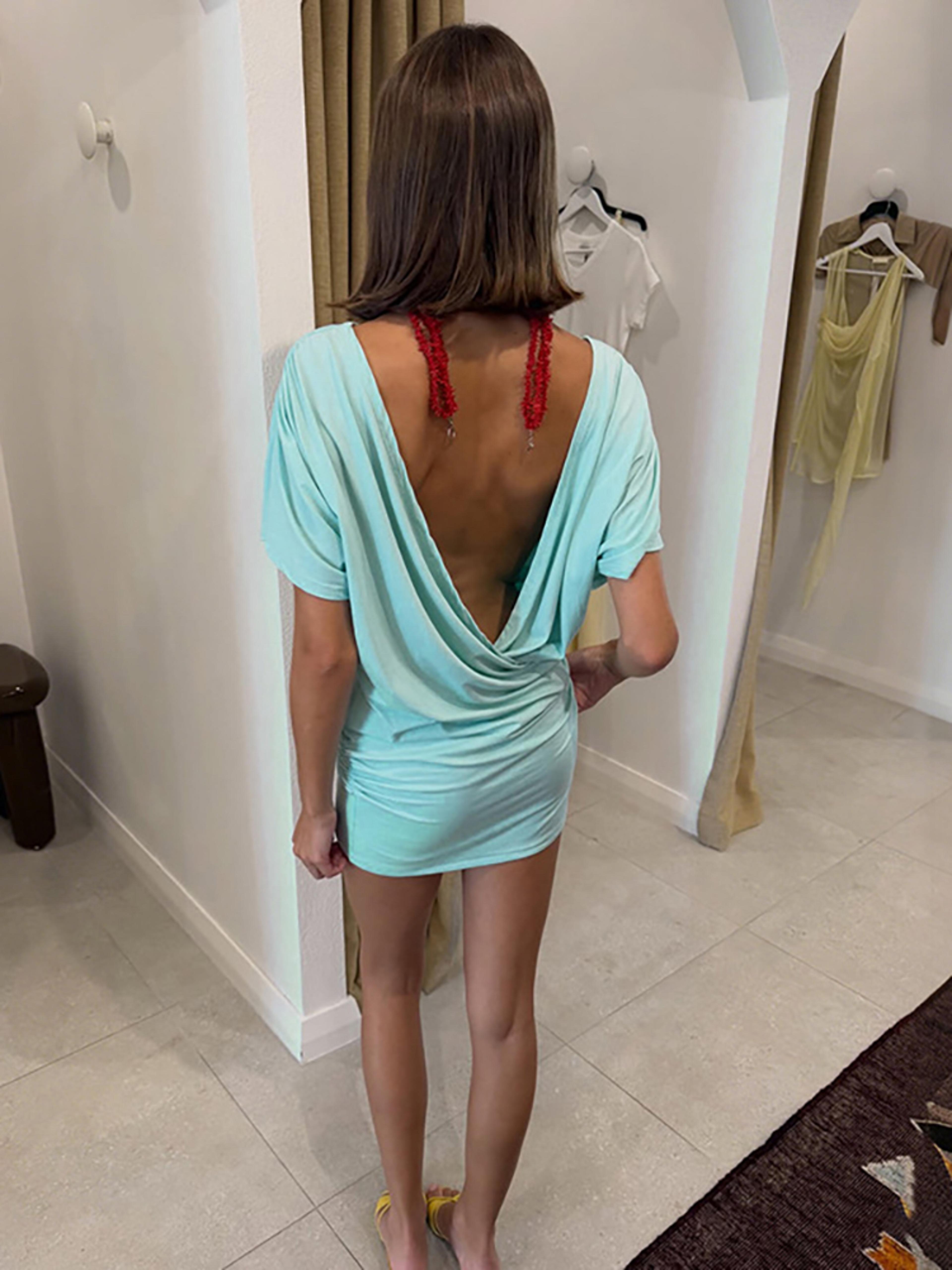 Elegance Aura Deep VNeck Ruched Backless Bodycon Party Dress 2