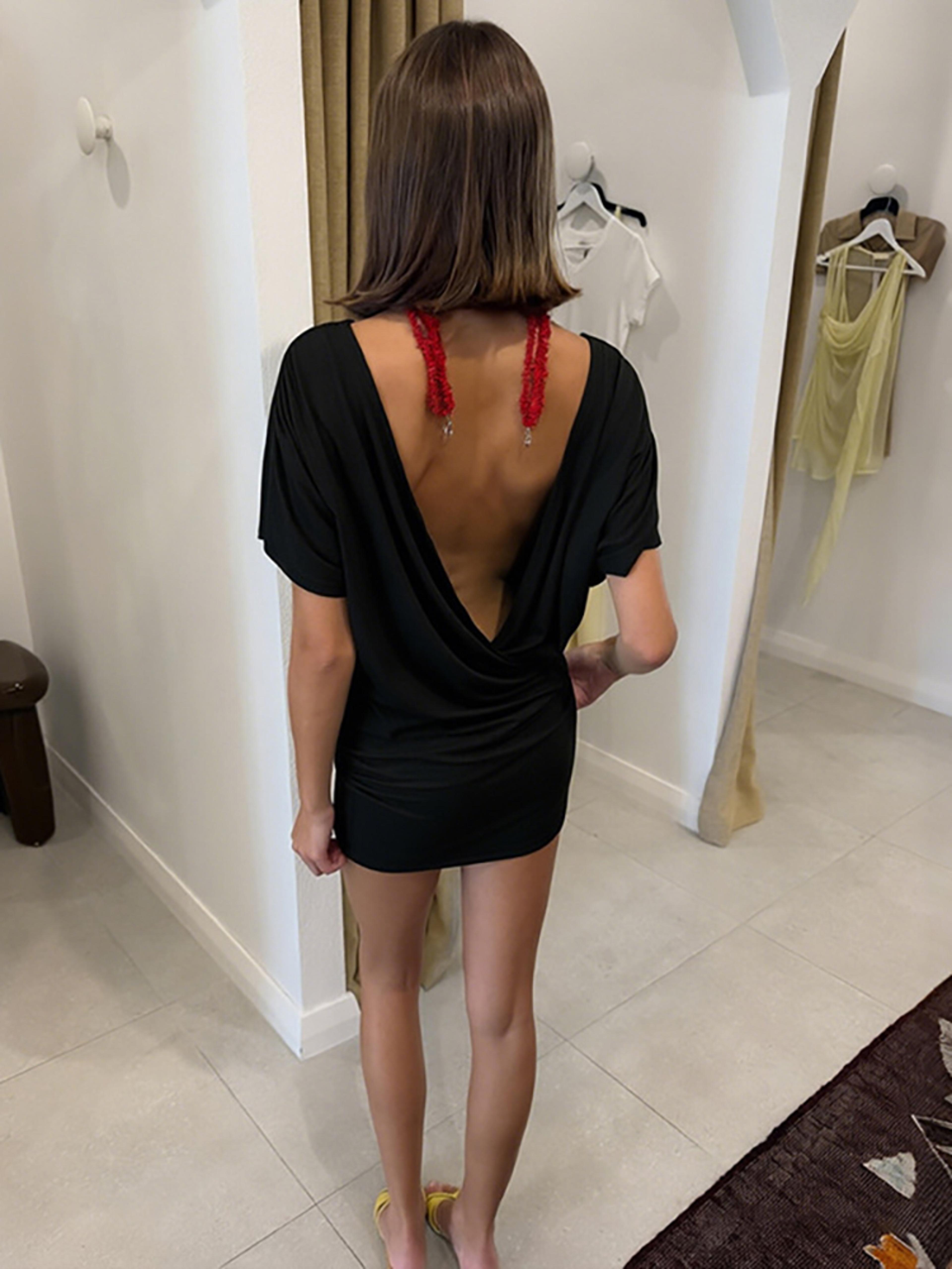 Elegance Aura Deep VNeck Ruched Backless Bodycon Party Dress 3