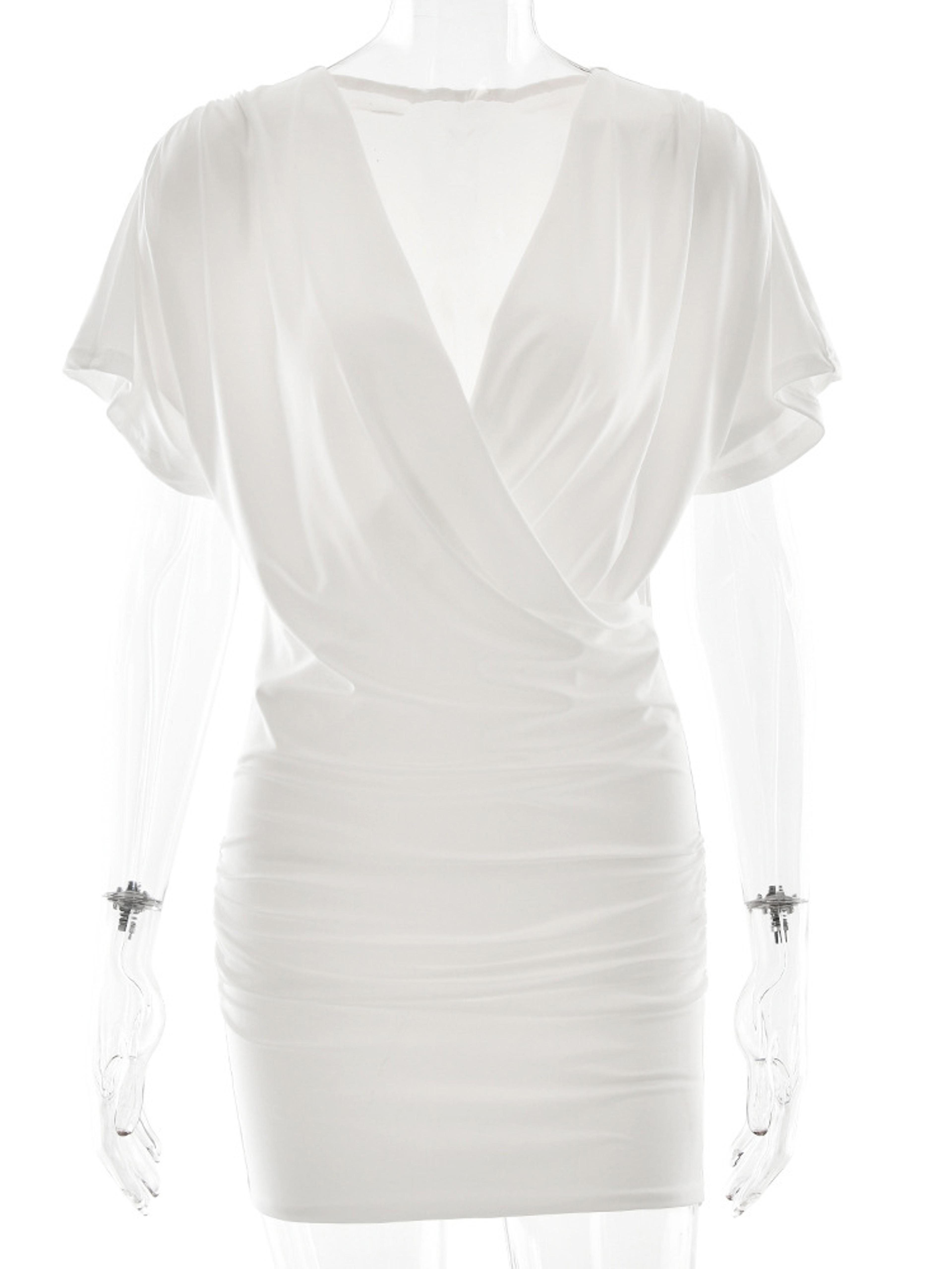 Elegance Aura Deep VNeck Ruched Backless Bodycon Party Dress 6