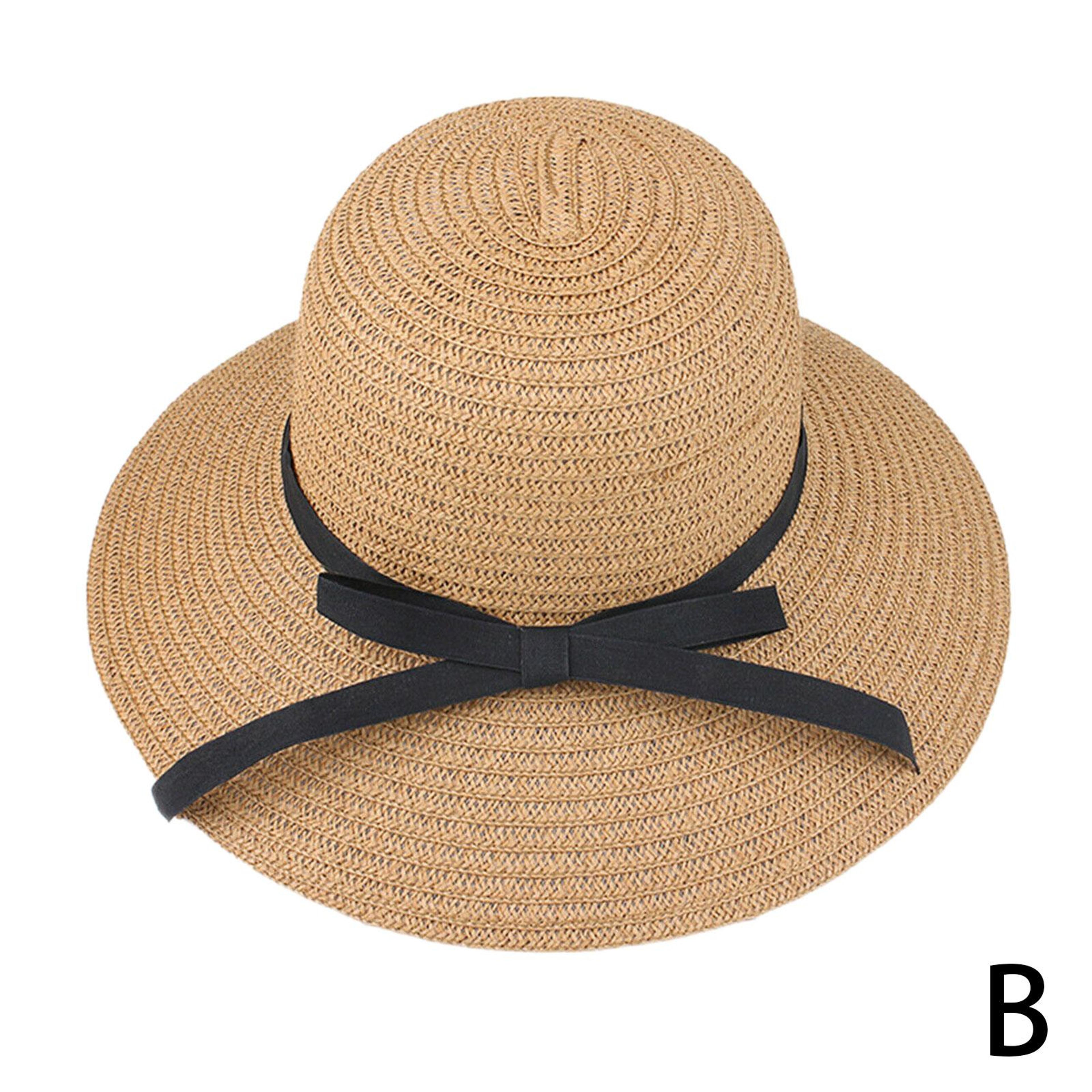 Wide Brim Foldable Straw Beach Hat  UV Protection Floppy Sun Hat 5