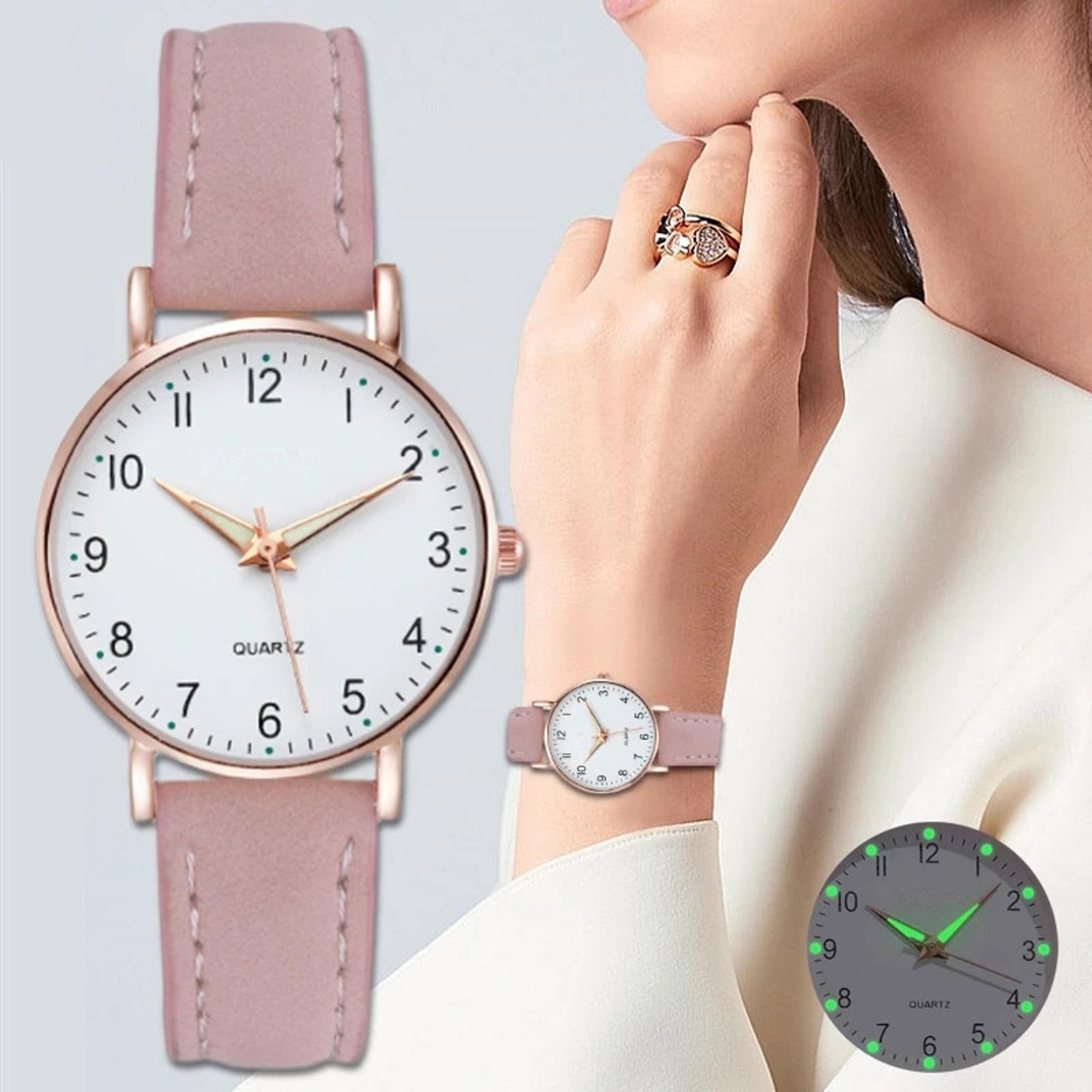 elegant arabic dial women quartz watch - casual ladies leather band wristwatch