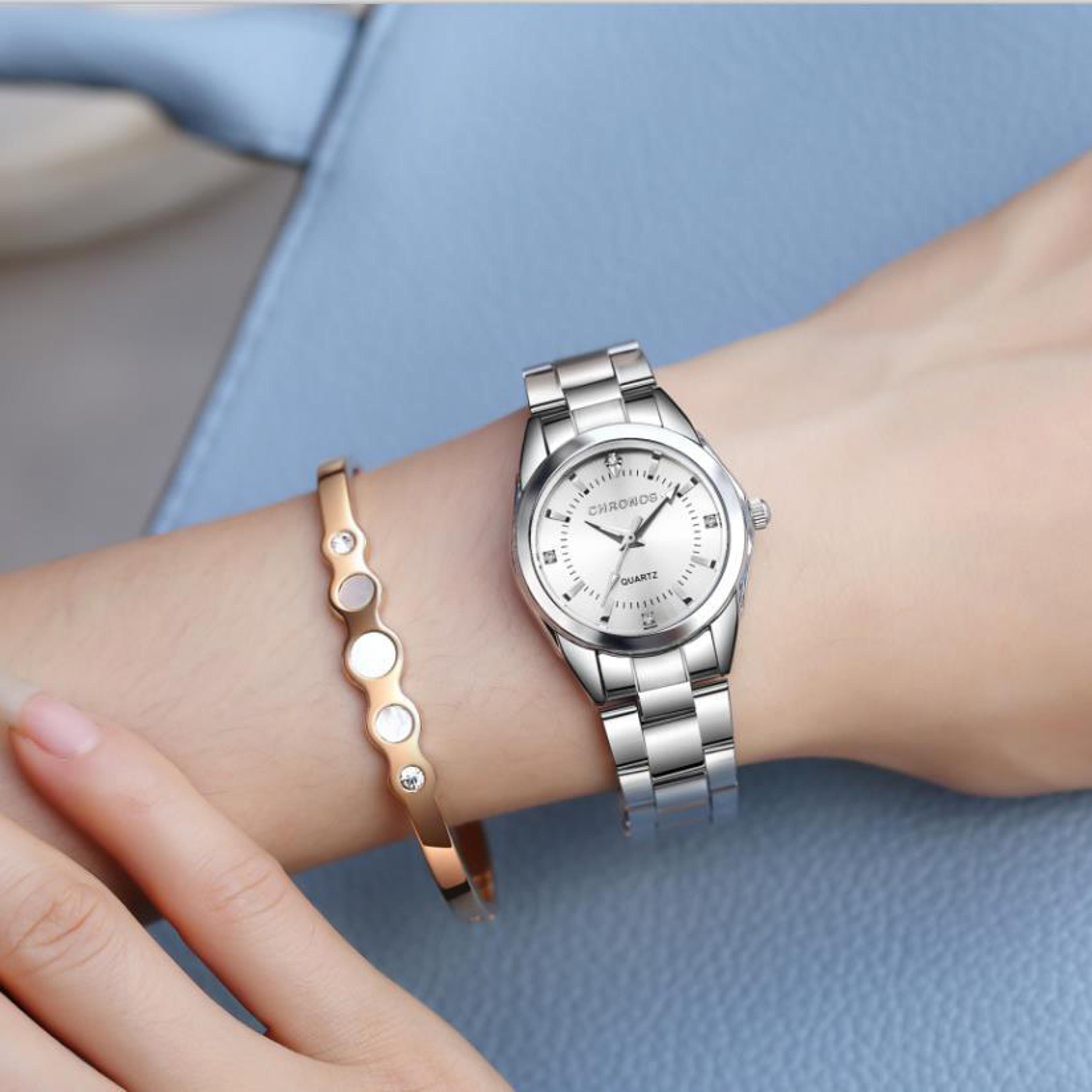 CHRONOS Luxury Ladies Wristwatch Elegant Stainless Steel Quartz Dress Watch 2