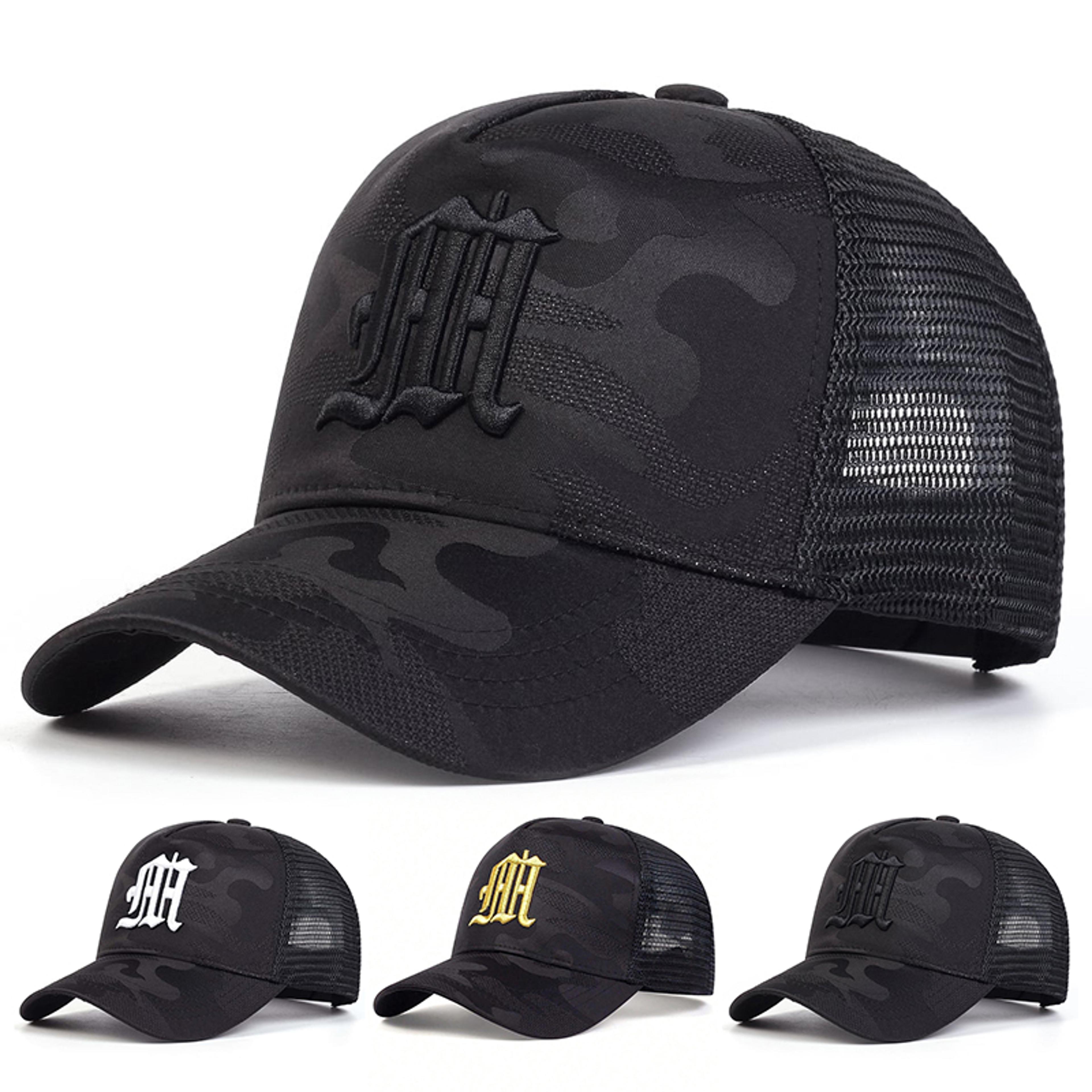 fashion letter camouflage mesh trucker hat - adjustable outdoor baseball sun cap