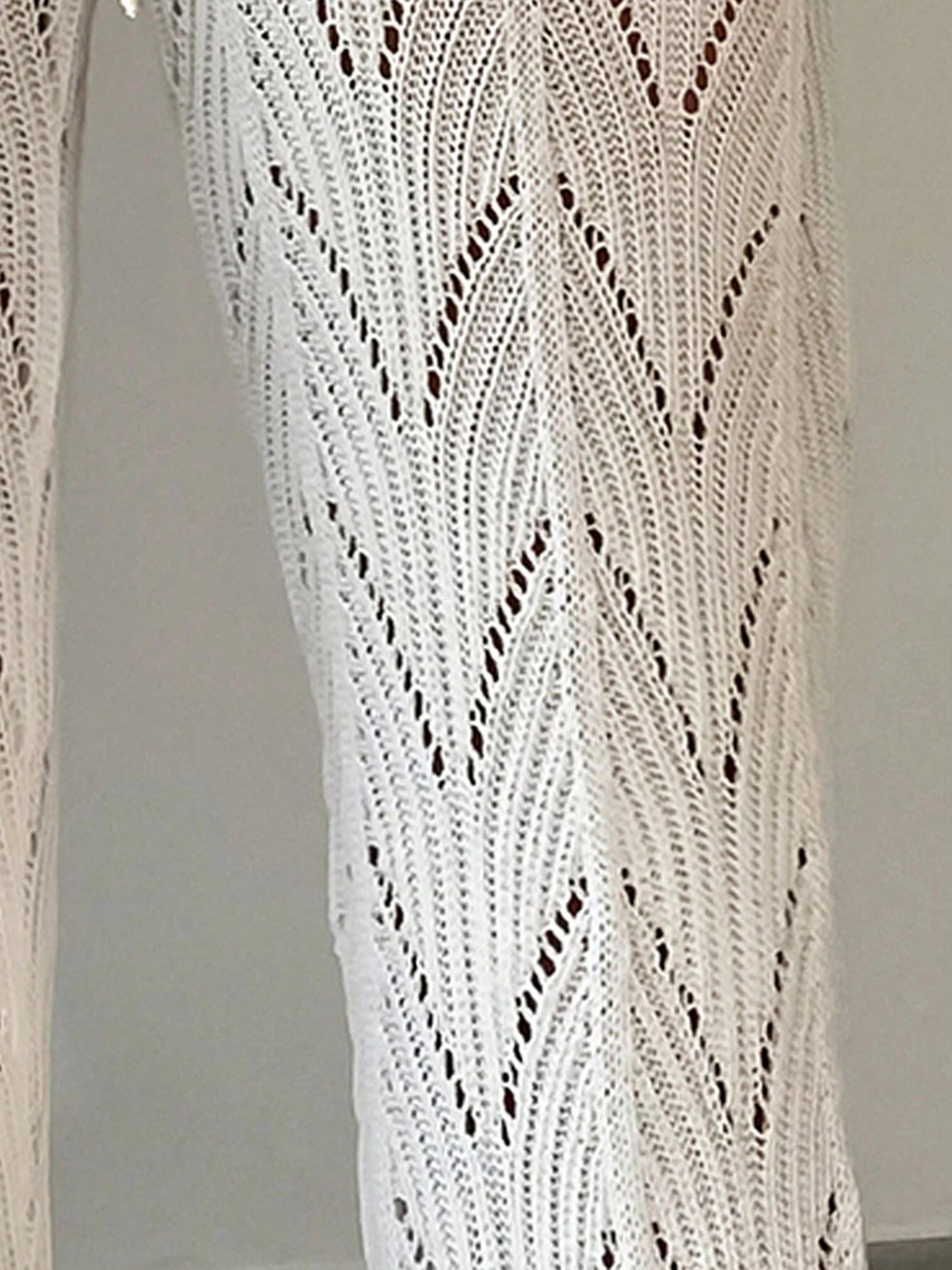 Aura Elements Open Stitch Crochet Knit Beach Cover Up Pants 2