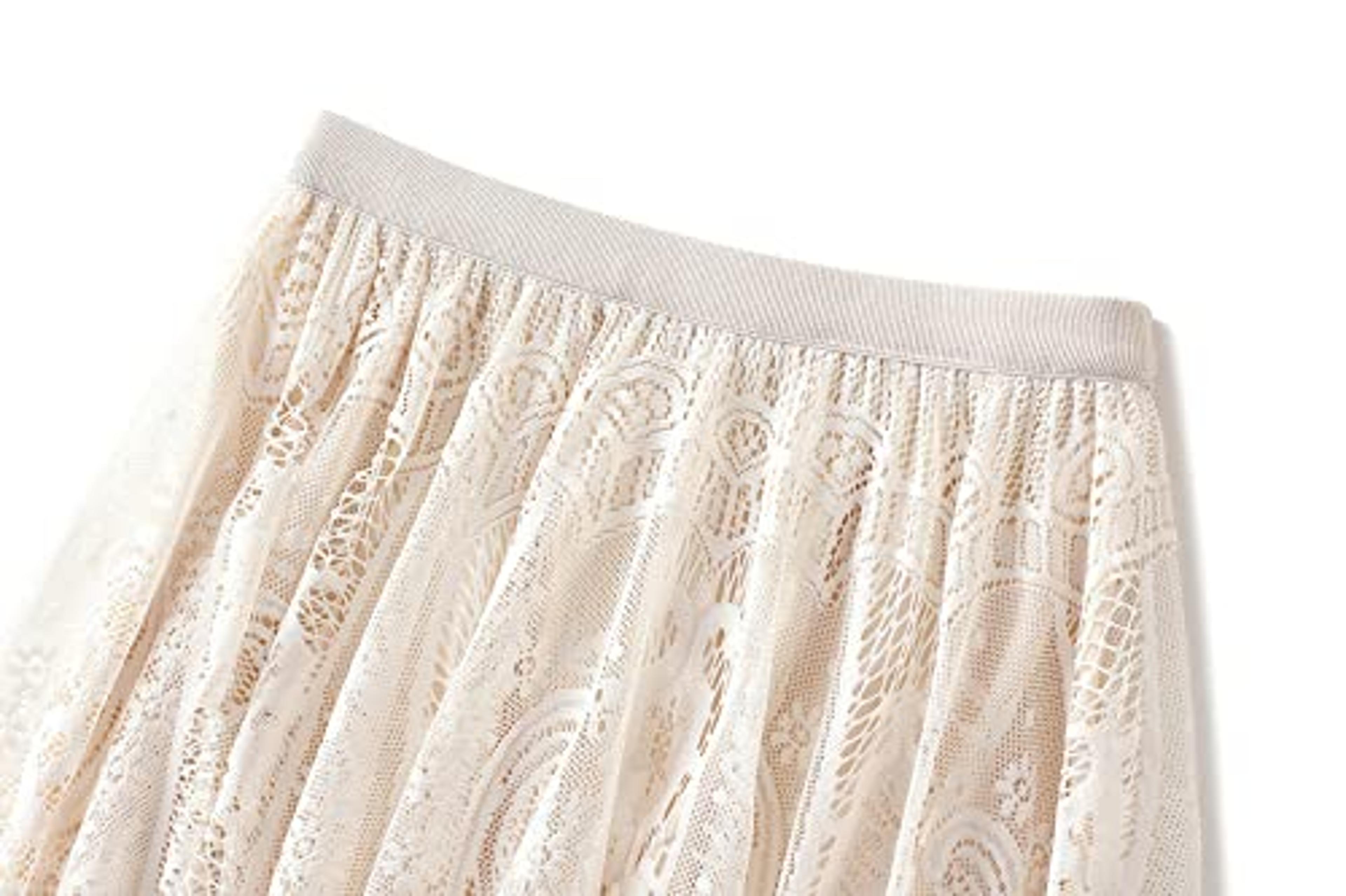 Ethereal Flowy Aline Mesh Skirt  Elegant Sheer Lace Skirt For Women 1