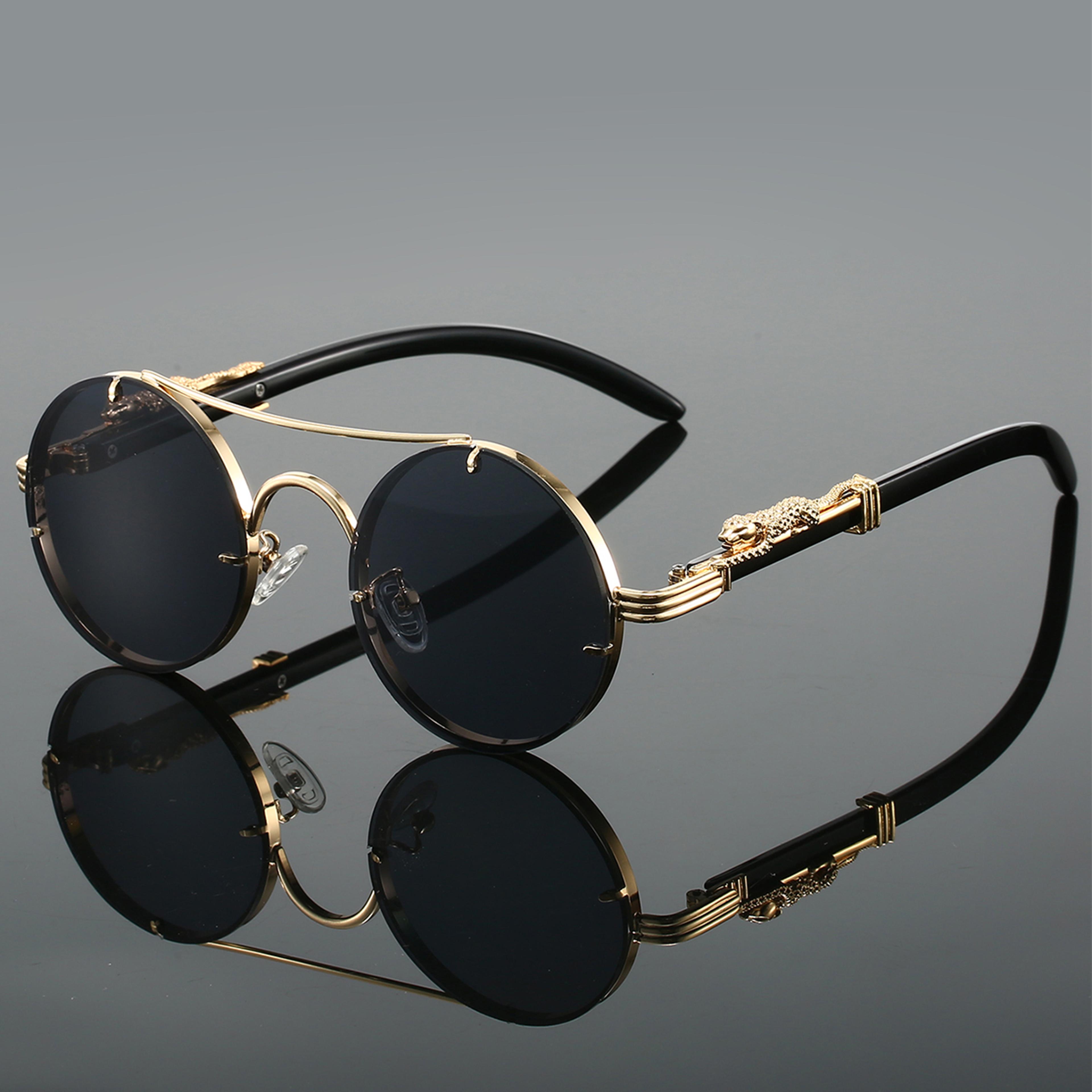 Aura Vintage Round Sunglasses  Retro Double Bridge Sunglasses  Trendy Unisex Shades 2