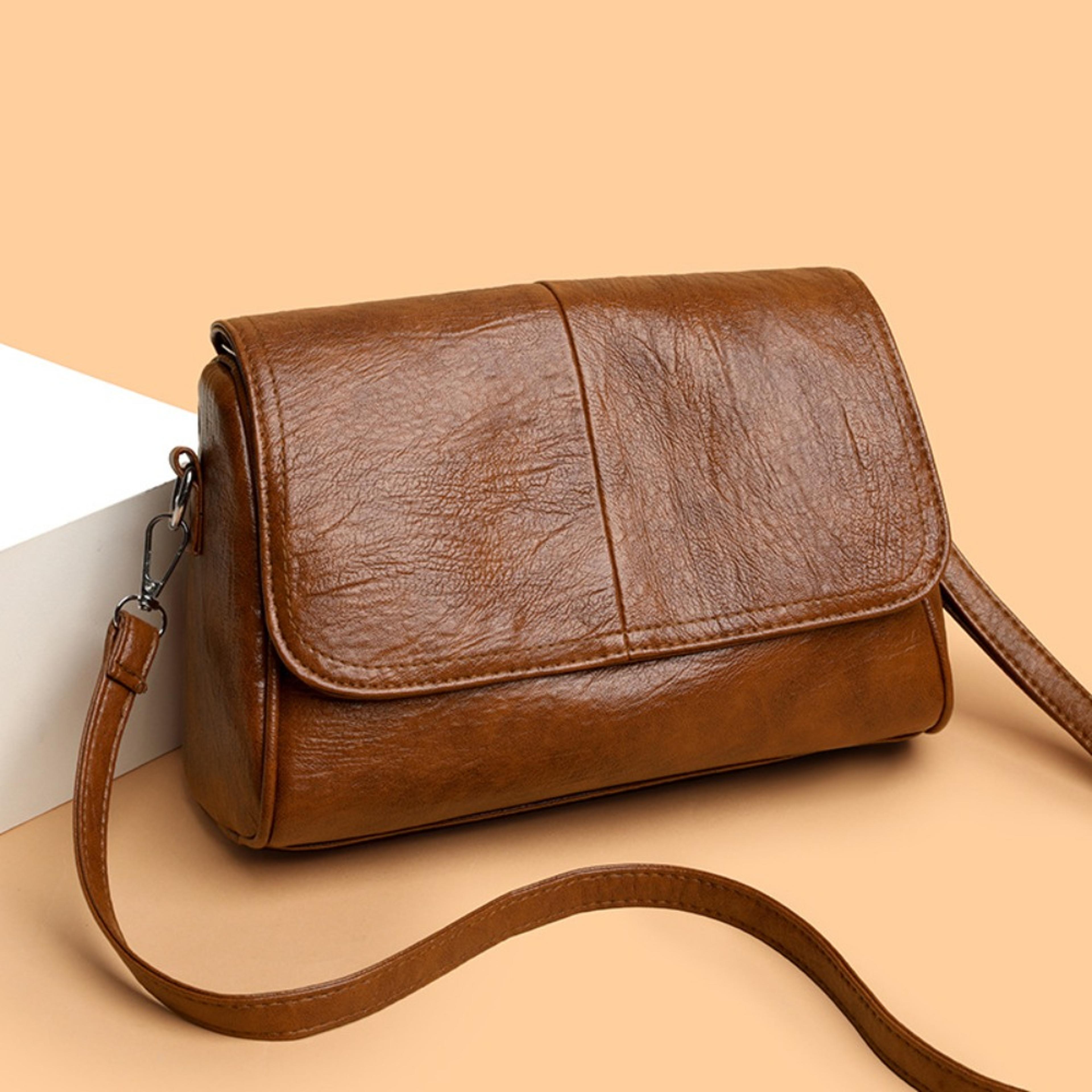 retro oil wax leather crossbody bag vintage elegant flap shoulder purse