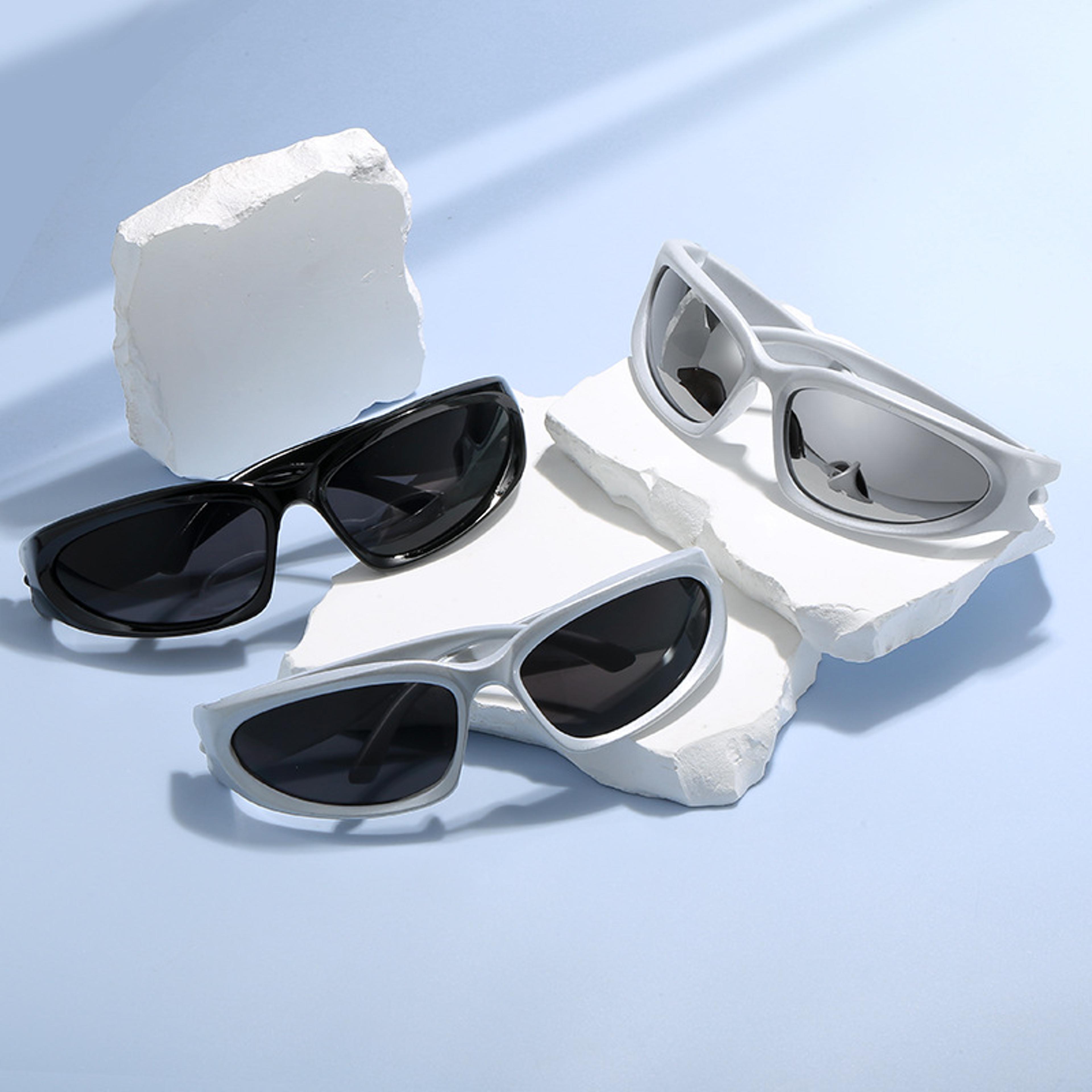 cyberpunk sunglasses - oval mirrored goggle shades for men and women