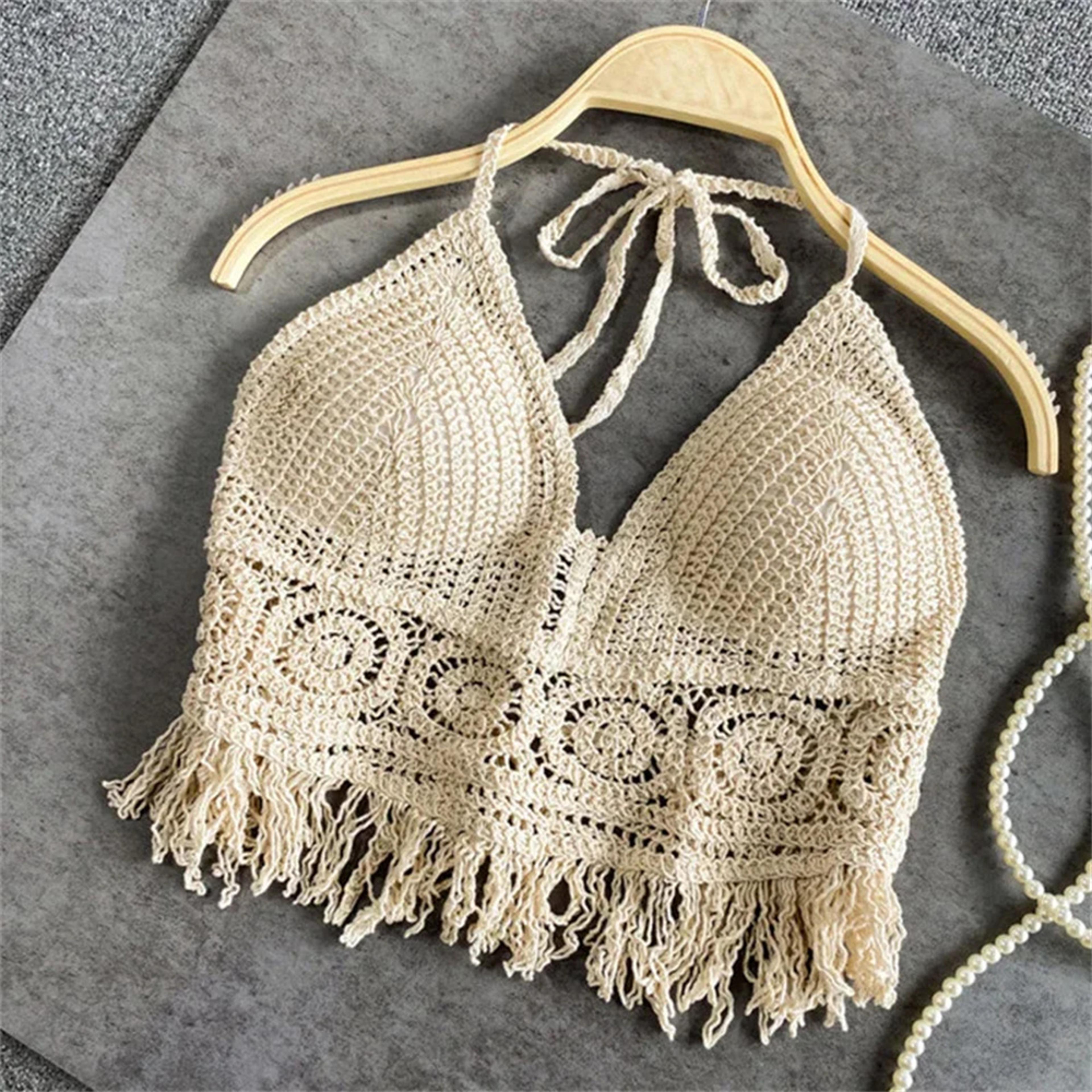 Knitted Backless Crop Top  Boho Crochet Halter Top For Summer Beach 2