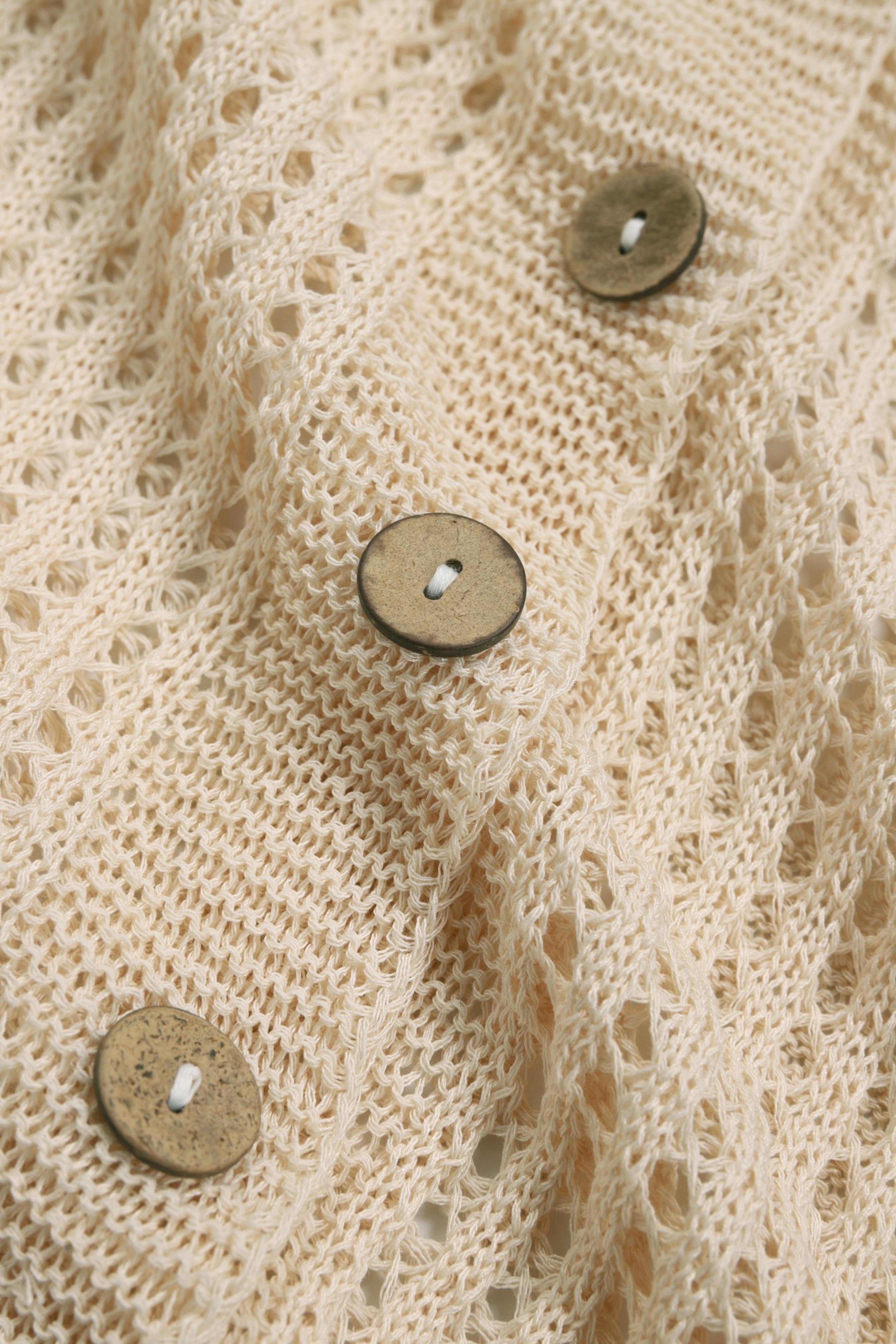 V Neck Crochet Beach Cover Up Dress Button Up Knit Swimwear 3