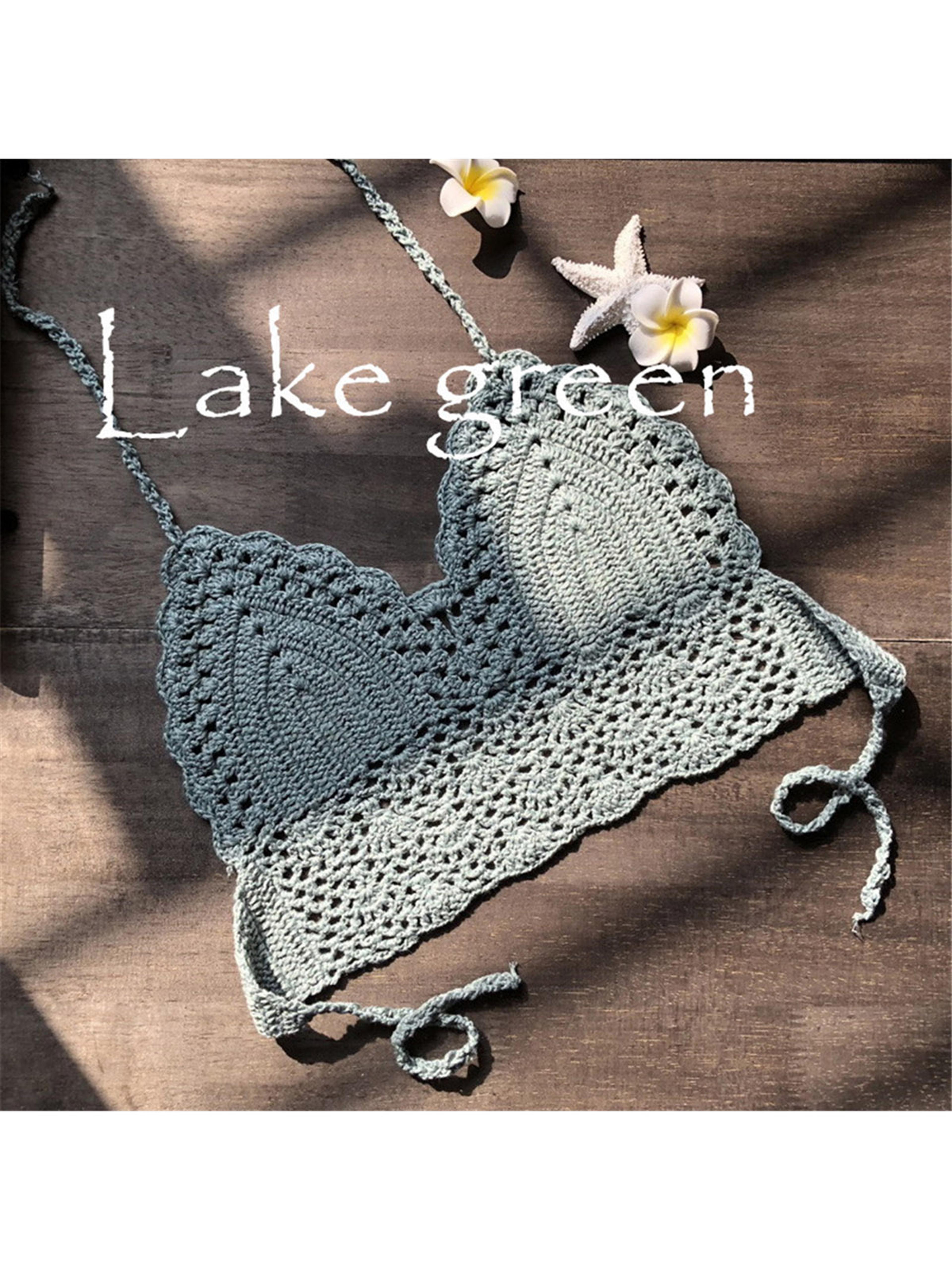 Chic Hollow Out Beach Top Crochet Knitted Bikini Top For Women Boho Swimwear 12
