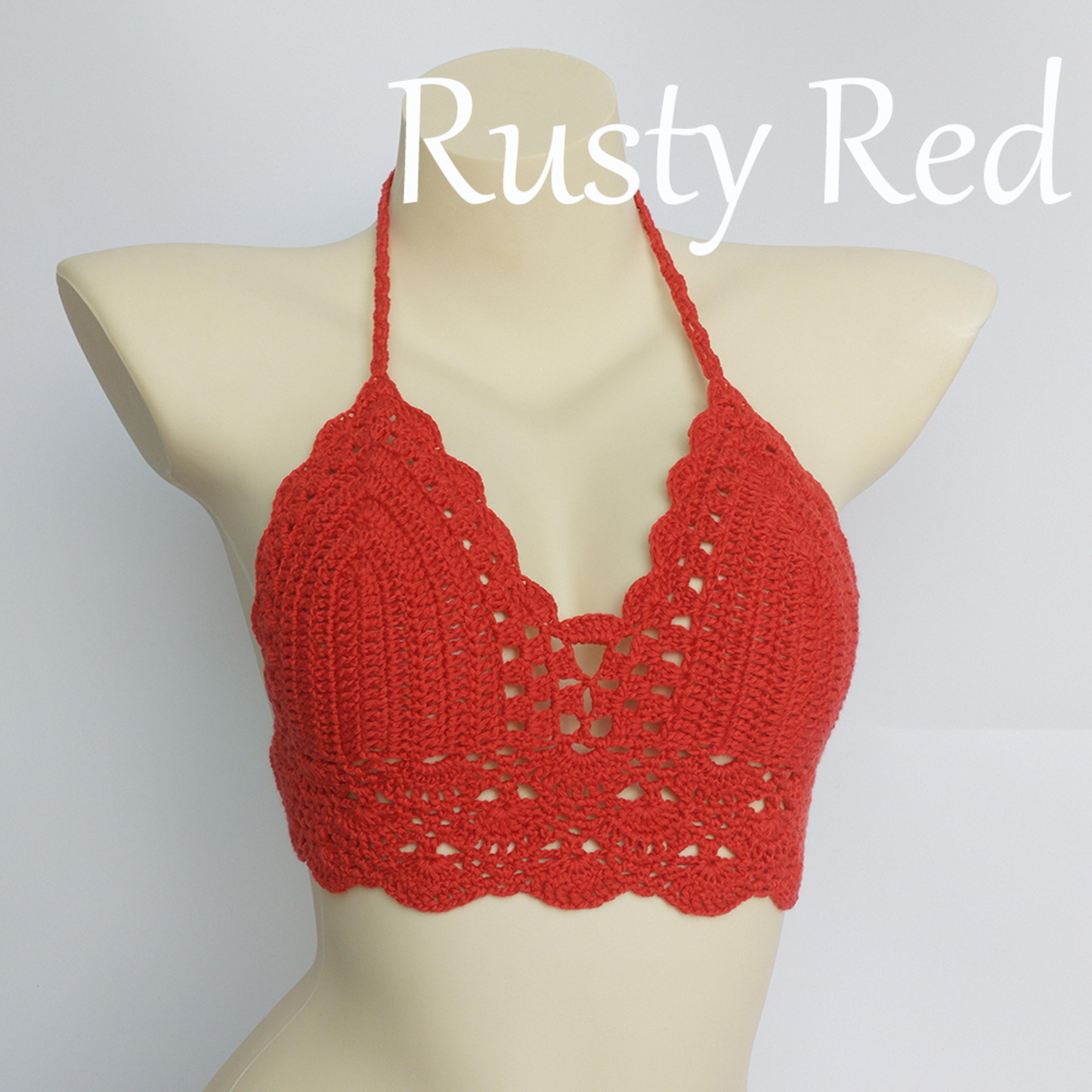 Handmade Crochet Womens Bikini Top Boho Festival Swim Bralette 8