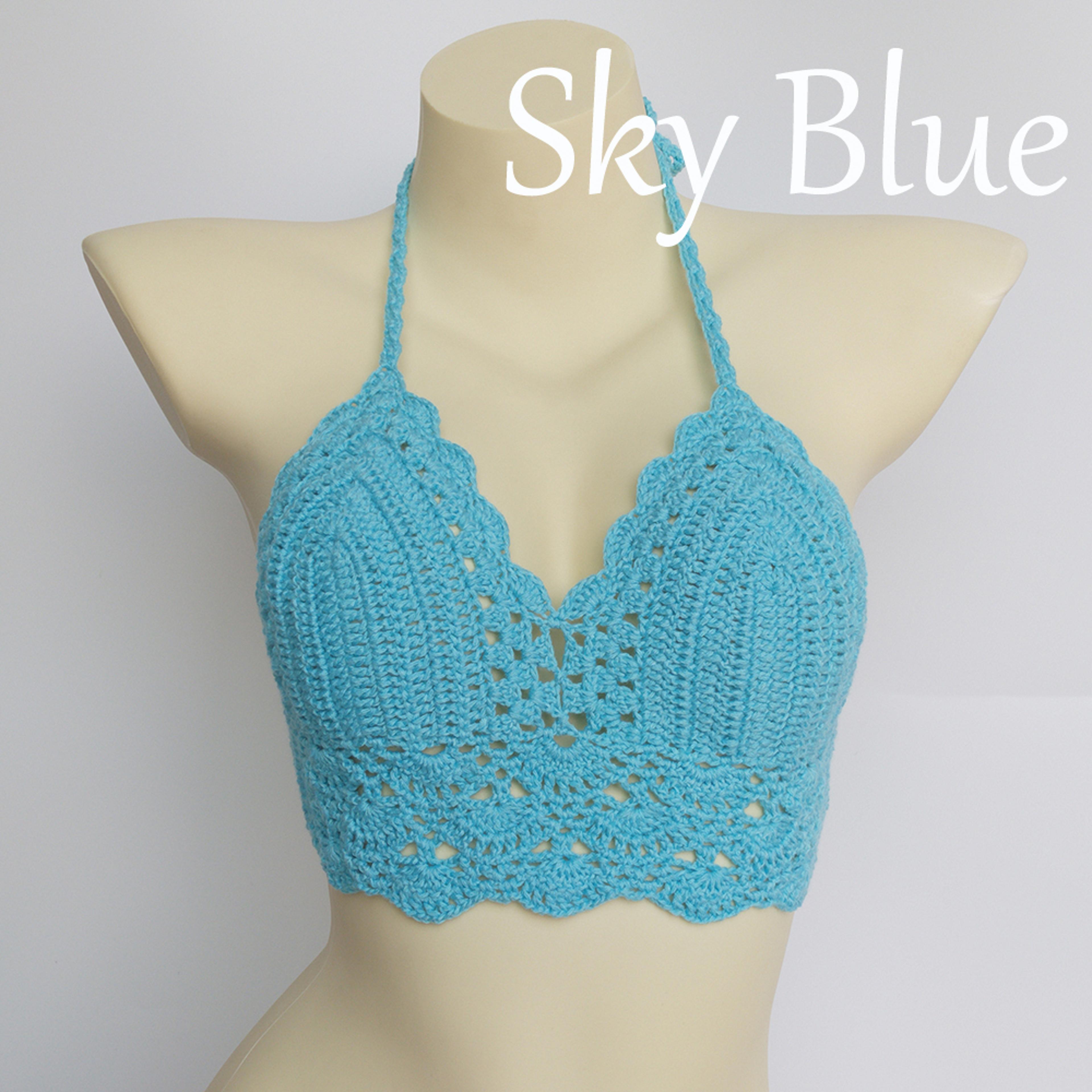 Handmade Crochet Womens Bikini Top Boho Festival Swim Bralette 7