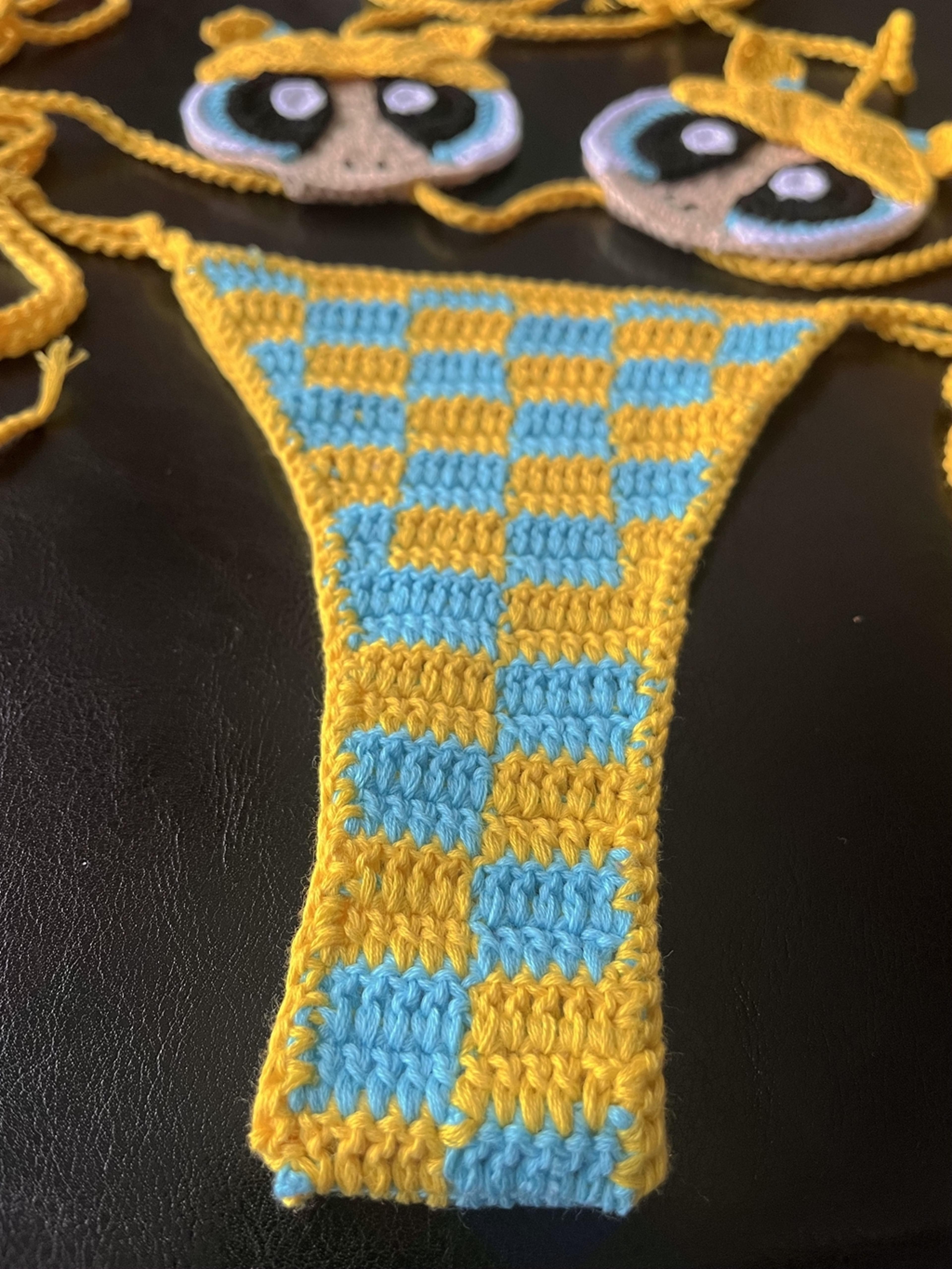 Handmade Crochet Bikini Set  Sexy Yellow Micro String Swimsuit  Brazilian Beachwear 4