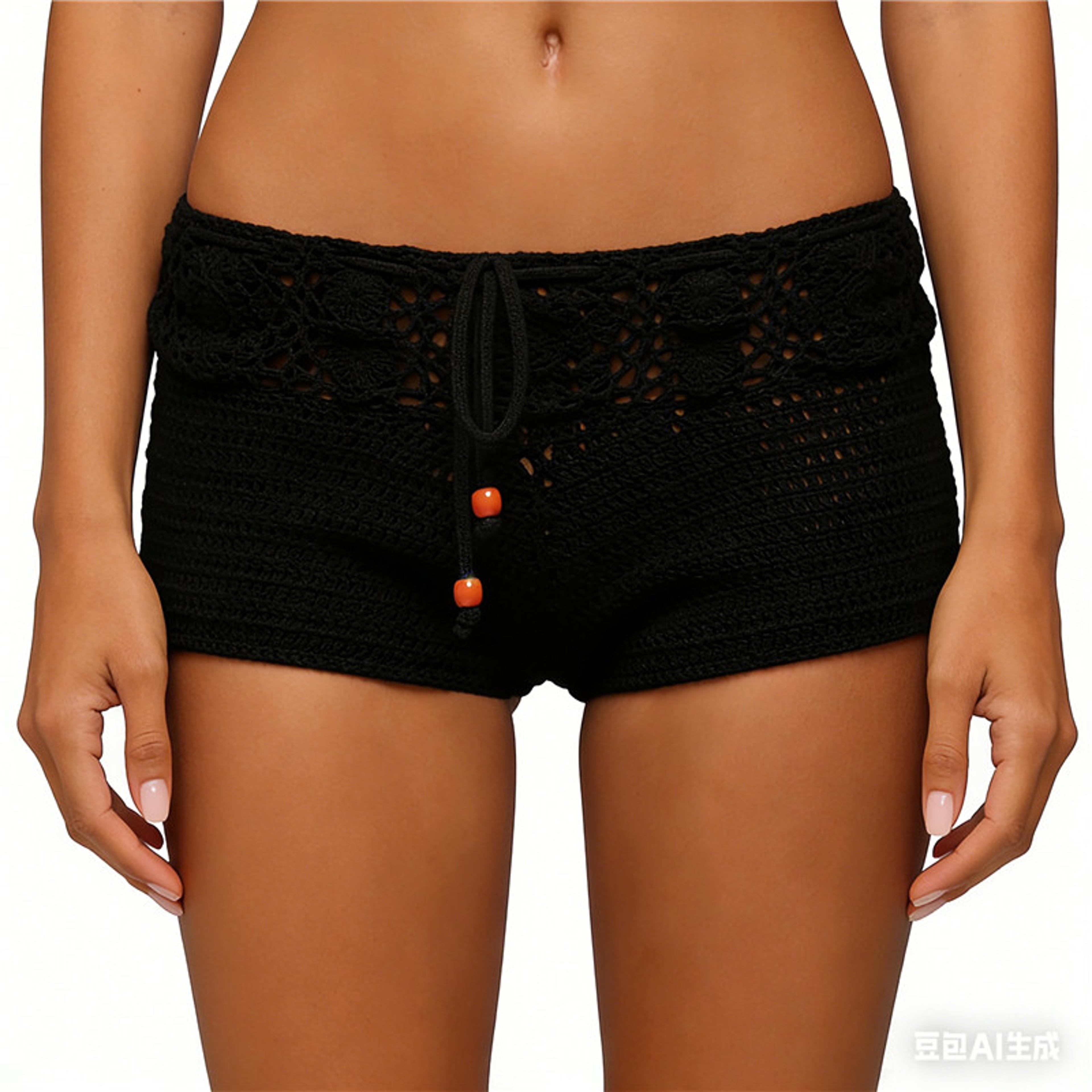 Boho Crochet Knit Shorts For Women Asymmetrical Hollow Out Beach Cover Up Hot Pants 3