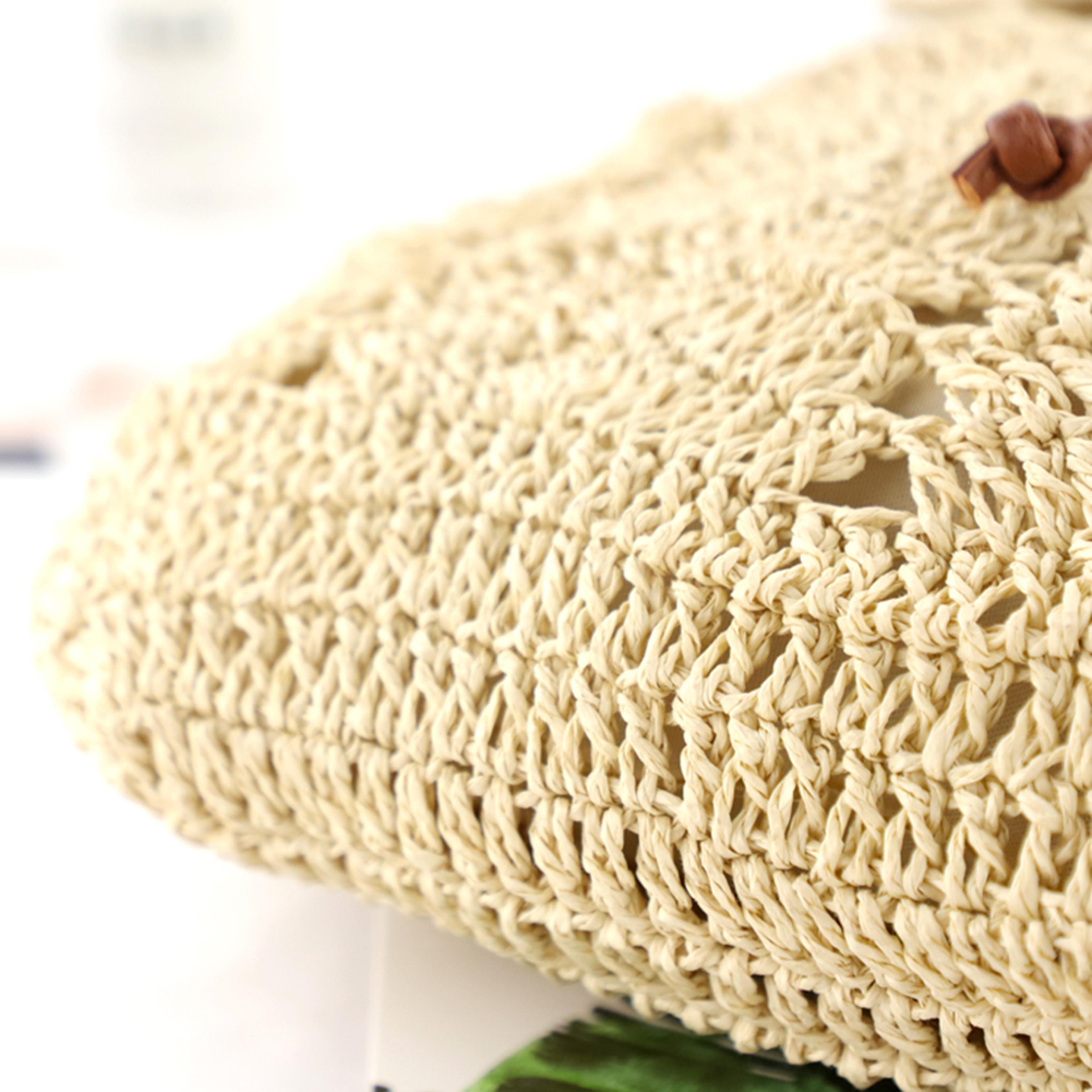 Handmade Woven Straw Backpack Casual Beach Shoulder Bag With Top Handle 4