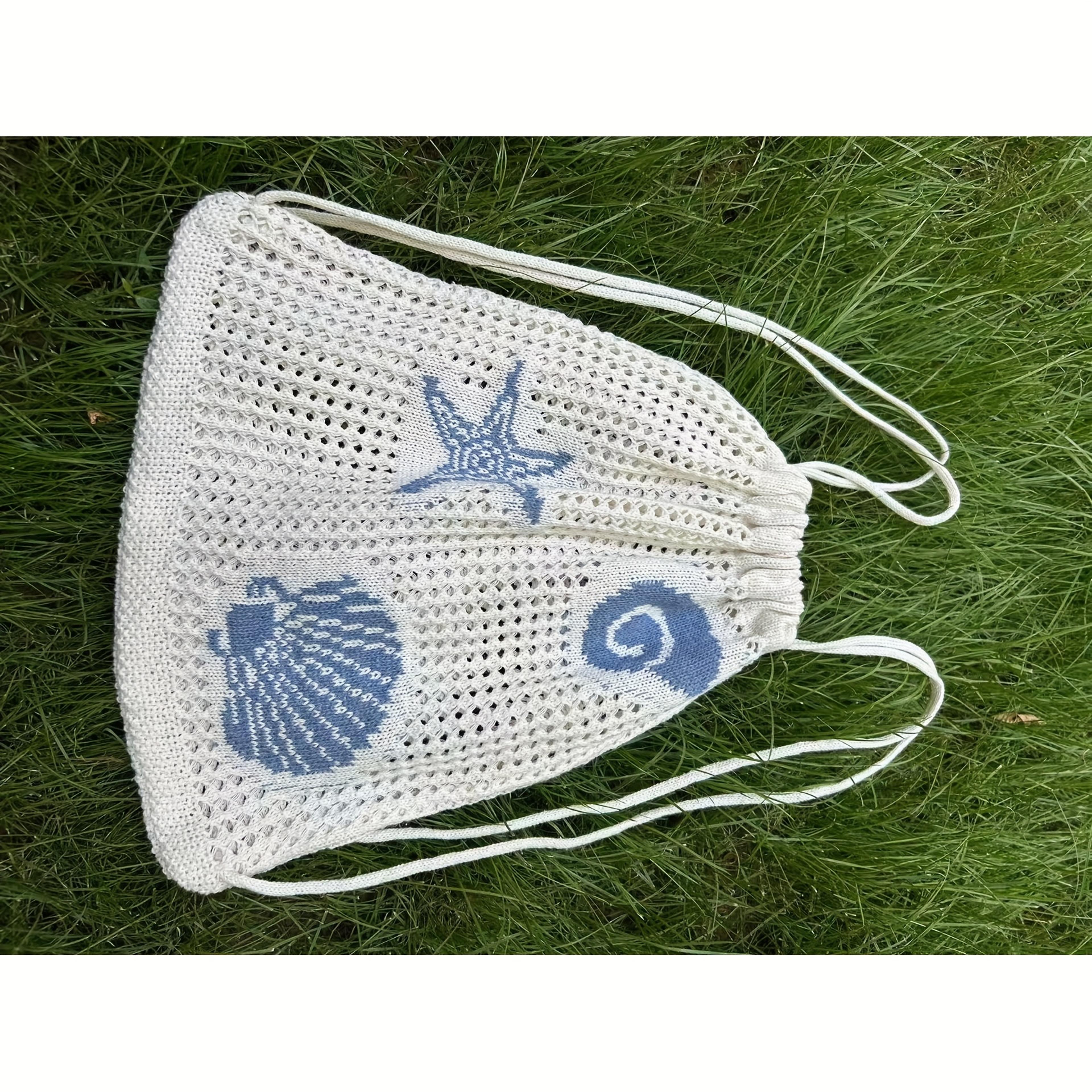 Coastal Charm Mesh Beach Tote And Backpack With Shell Accents 4