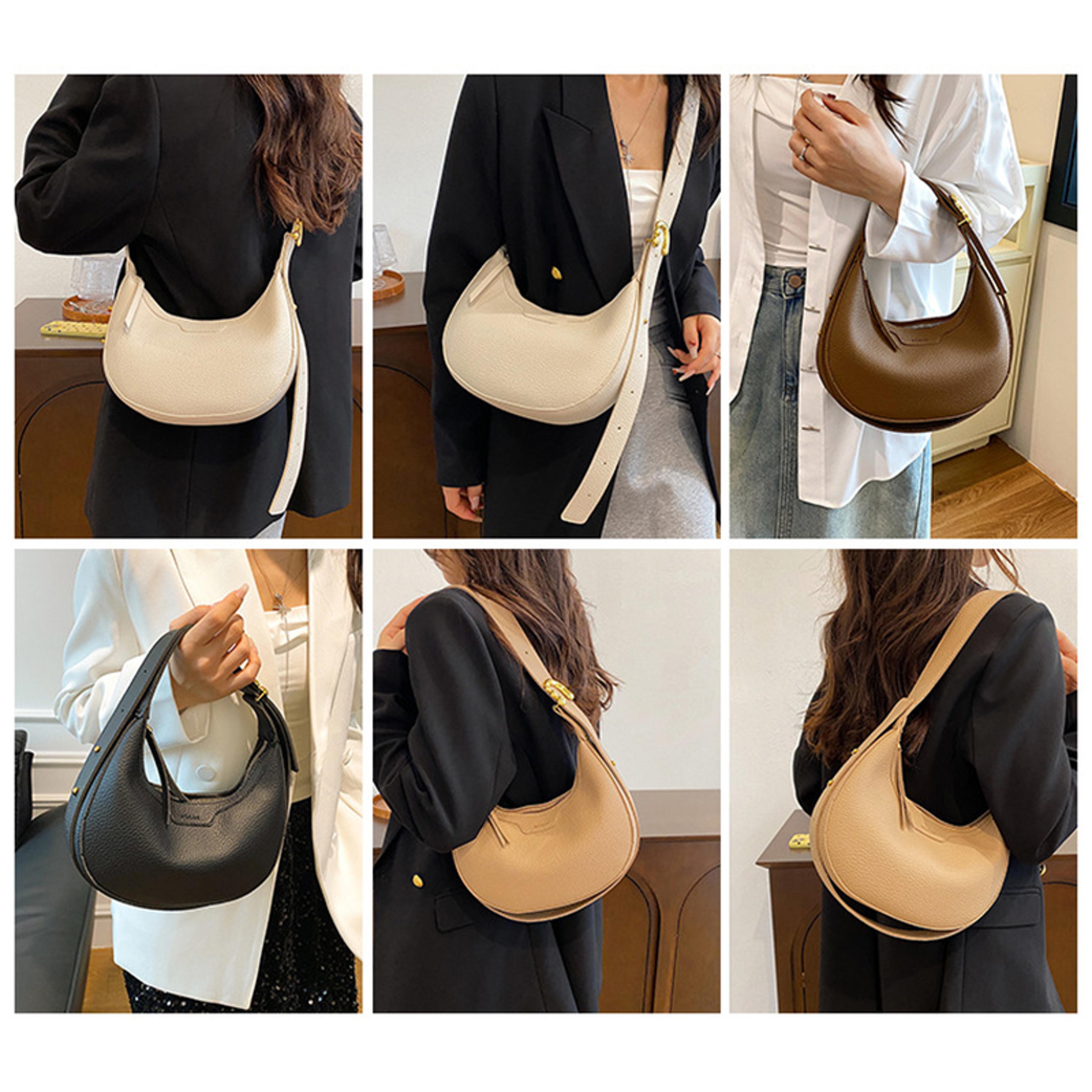 Womens Minimalist Crescent Shoulder Bag Versatile Leather Hobo Crossbody Armpit Purse 4