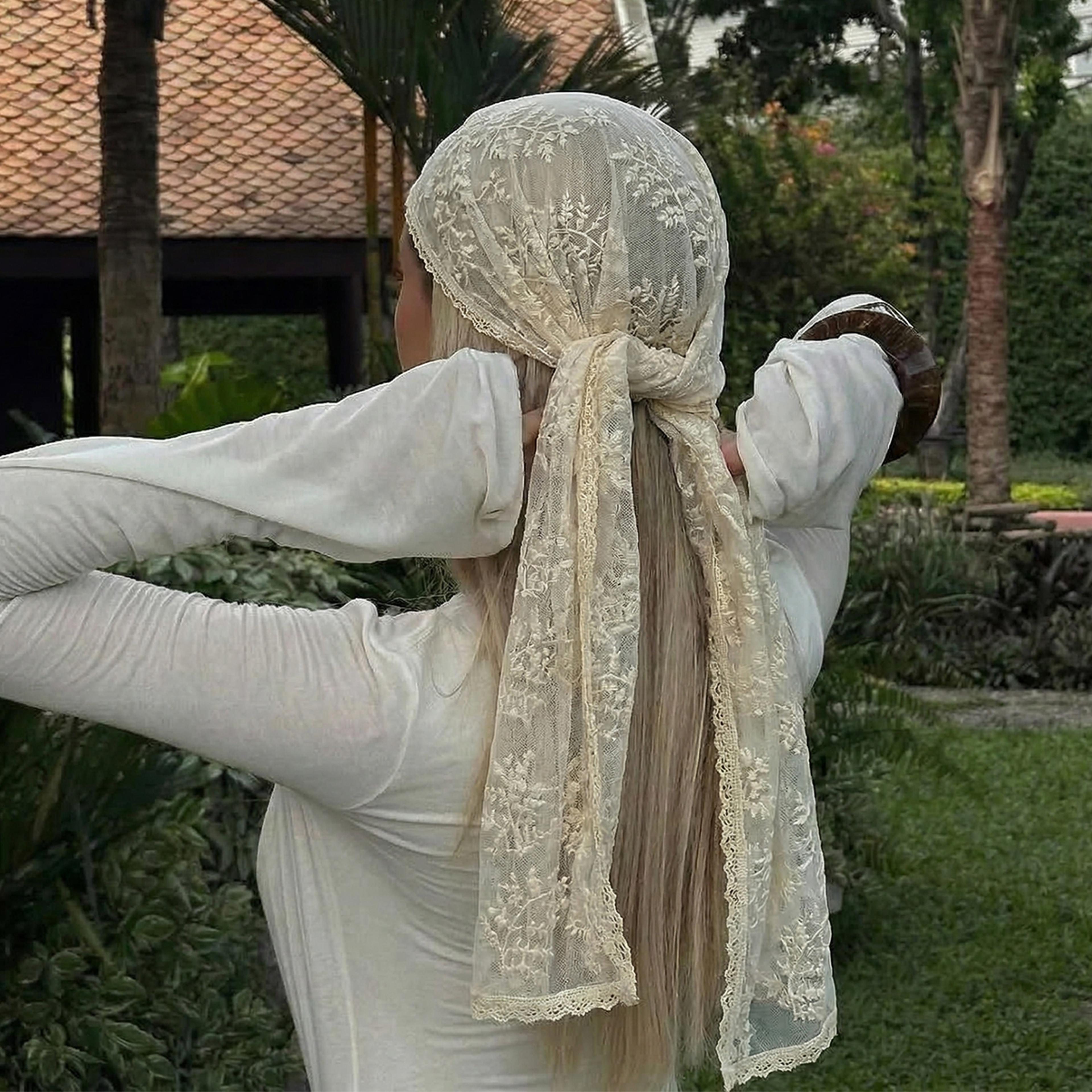 Elegant Floral Lace Scarf And Tassel Wrap Shawl For Weddings And Formal Events 1