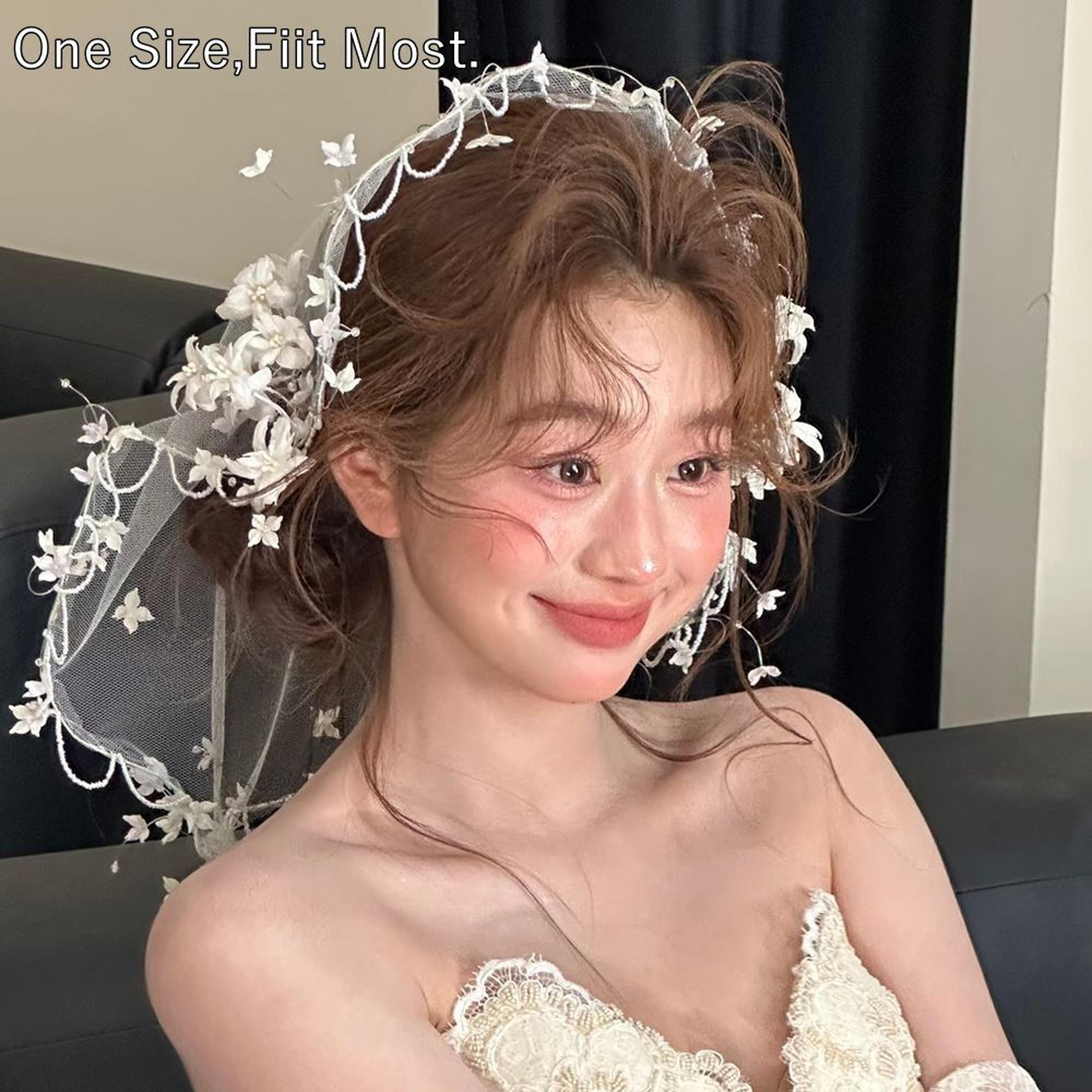 Retro French Style Bridal Lace Bow Headband With Veil  Elegant Ivory Ribbon Hair Accessory For Wedd 4