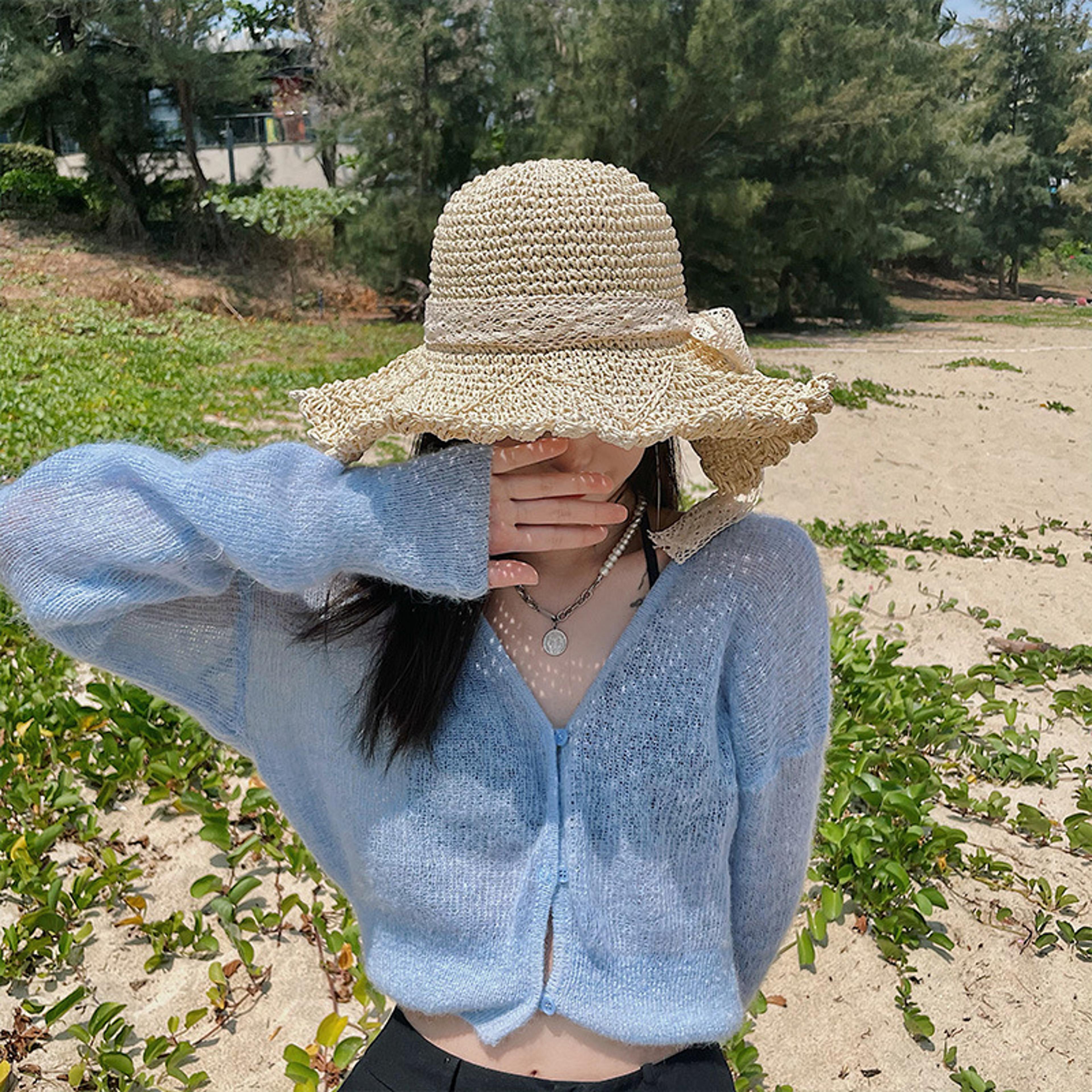 Women Widebrimmed Straw Hat  Foldable Beach Sun Hat For Summer Vacation 3