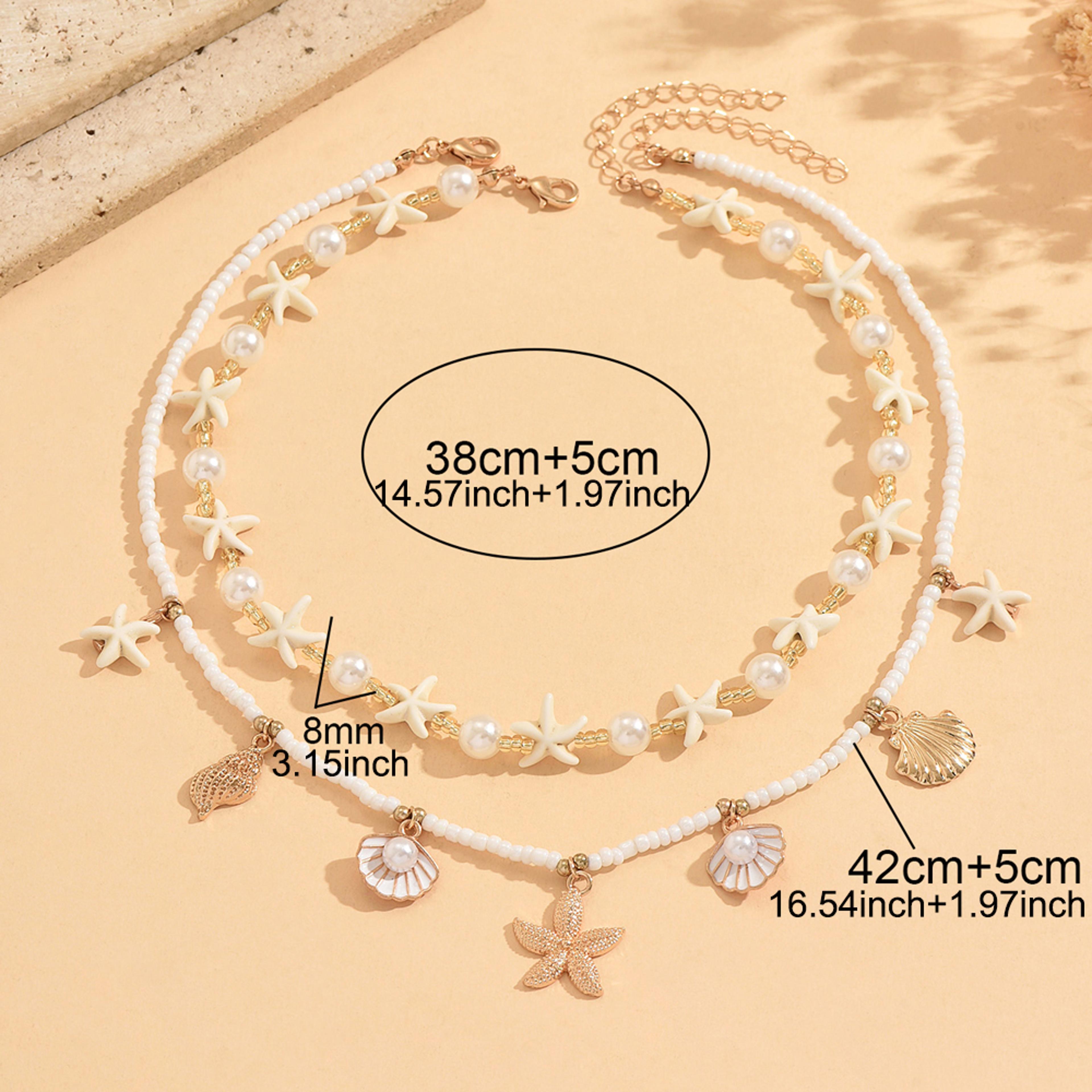 Layered Shell Necklace With Starfish Pendant And Summer Beaded Choker For Women 4