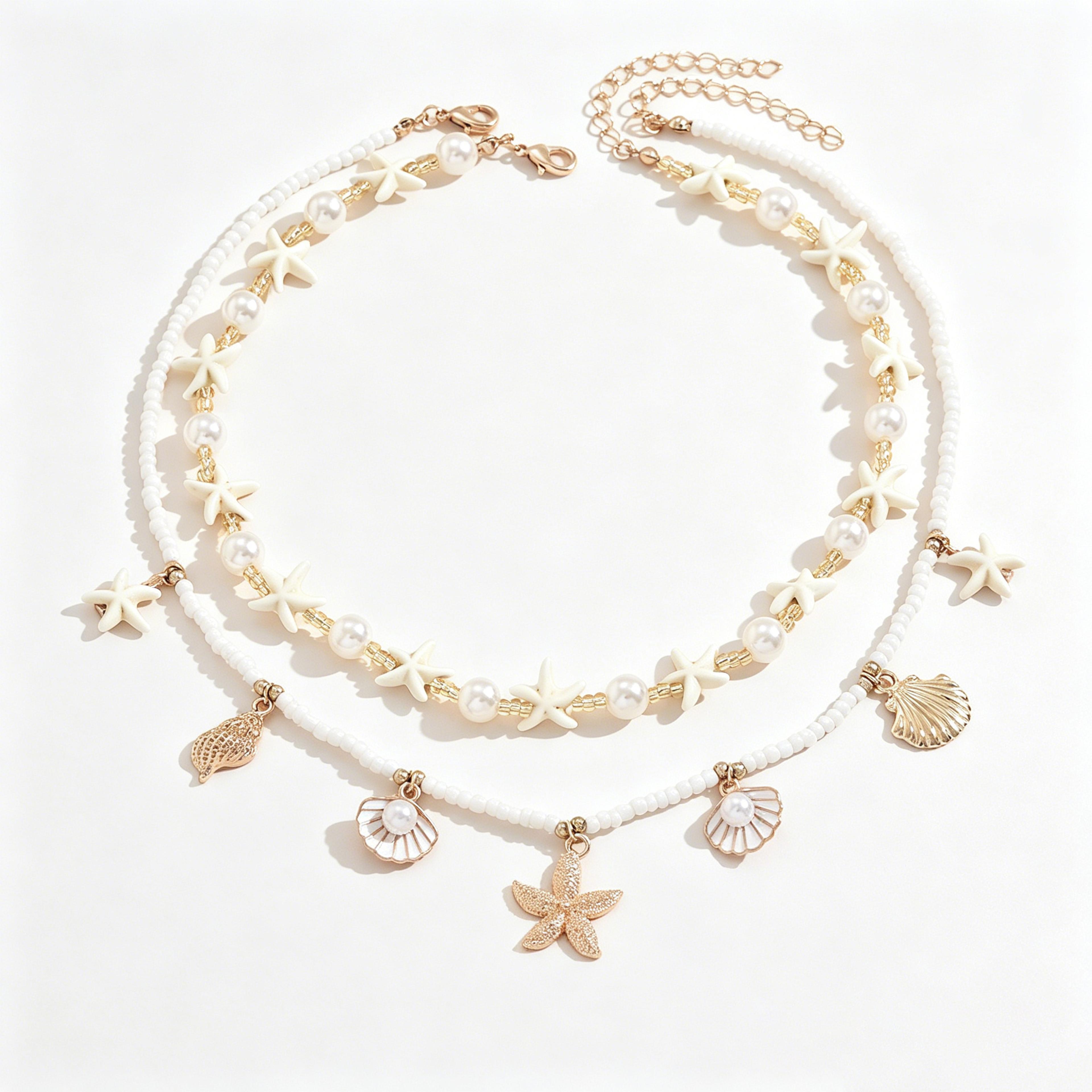 Layered Shell Necklace With Starfish Pendant And Summer Beaded Choker For Women 5