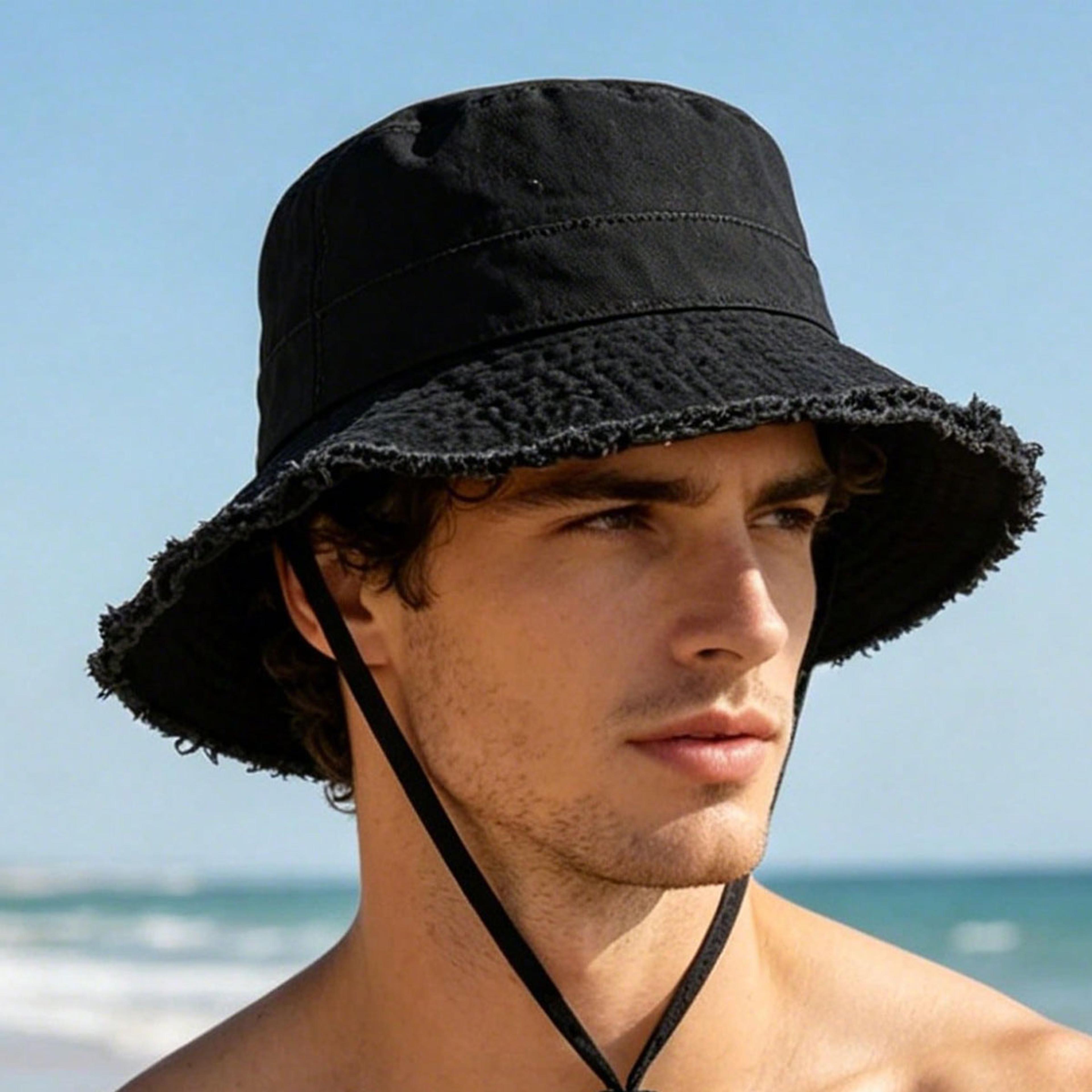 Mens Wide Brim Bucket Hat  Packable Sun Protection Fishing Hat With Adjustable Chin Strap 4