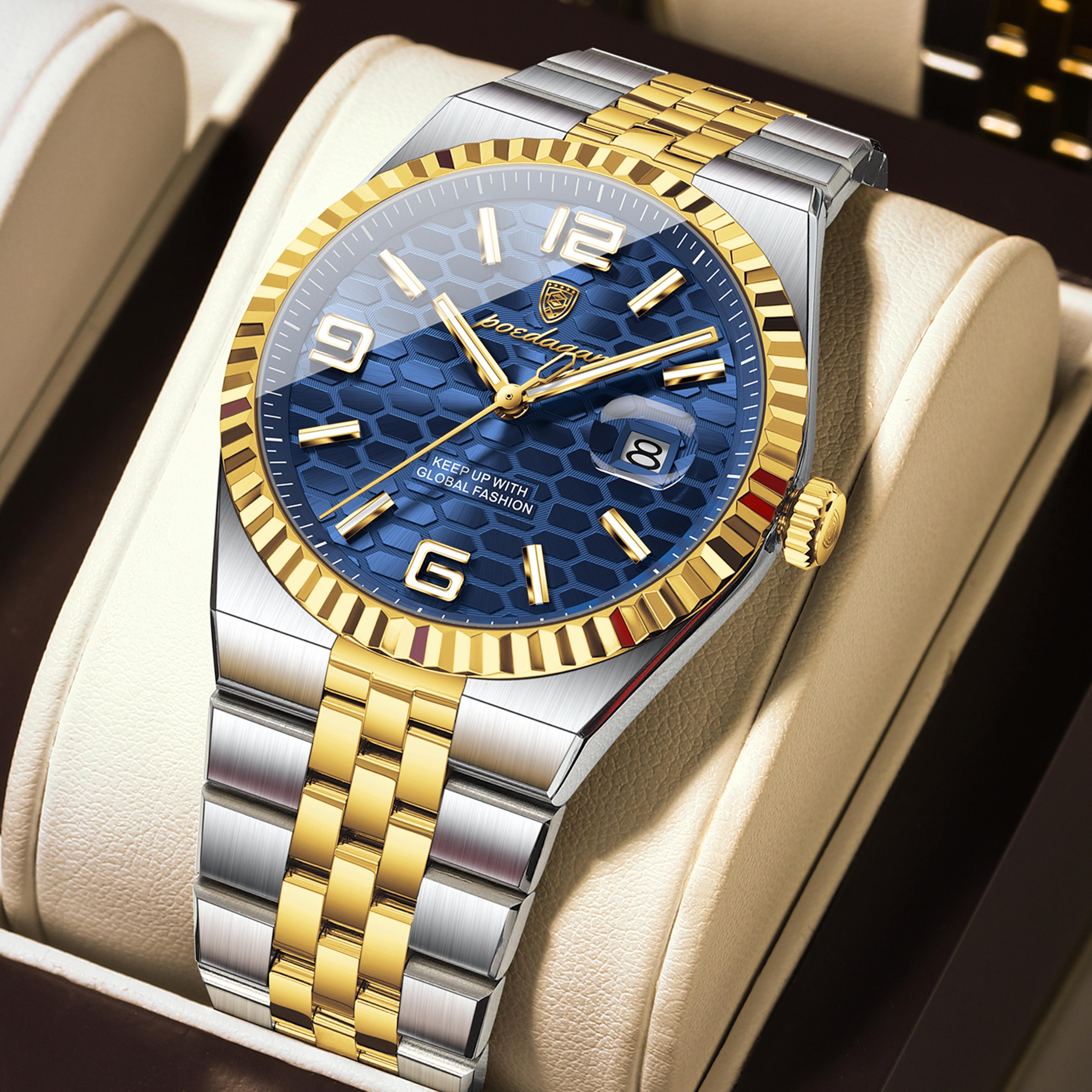 Premium Stainless Steel Mens Luxury Quartz Watch Waterproof  Luminous Business Casual Timepiece Wit 7
