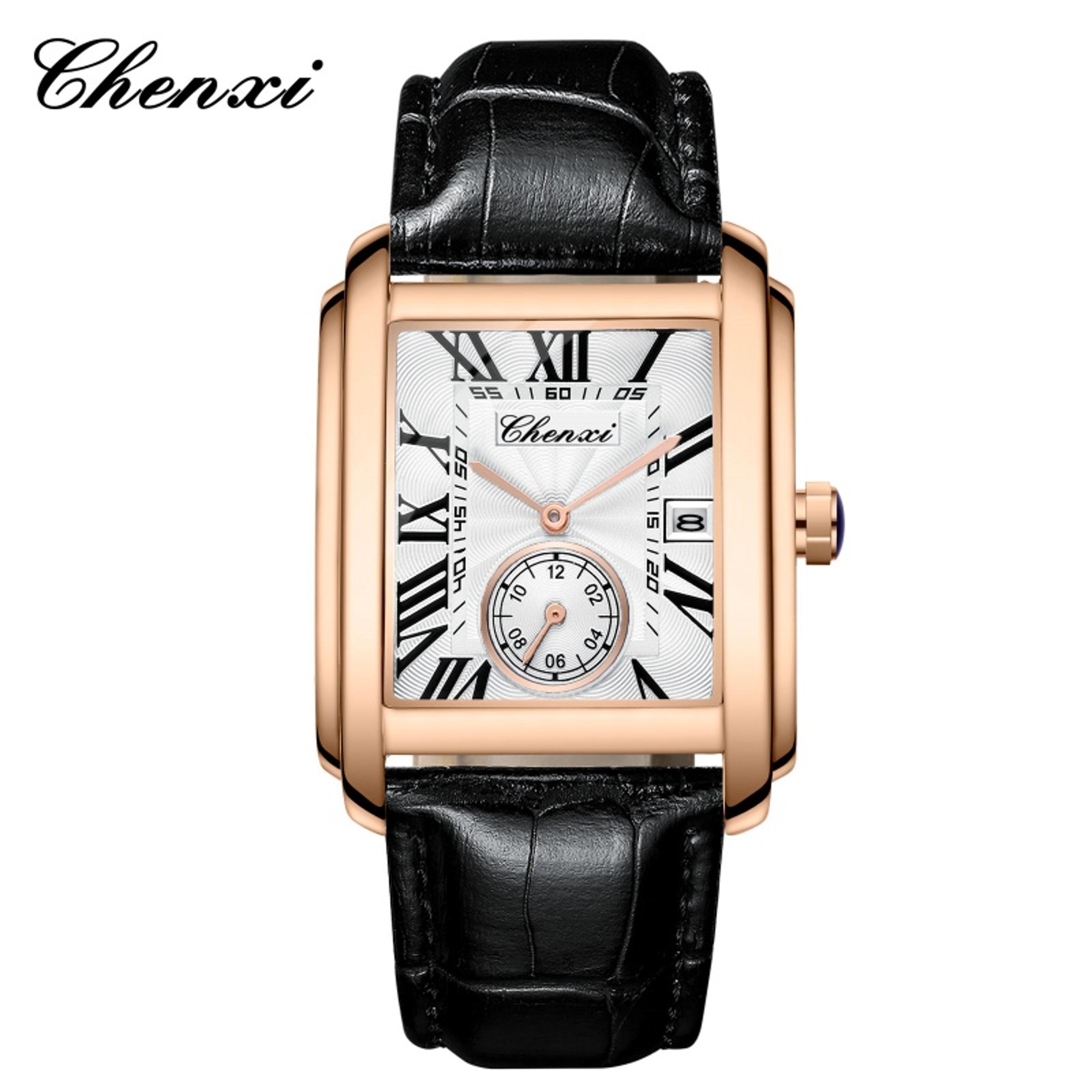 Elite Business Quartz Watch With Leather Strap And Calendar 1