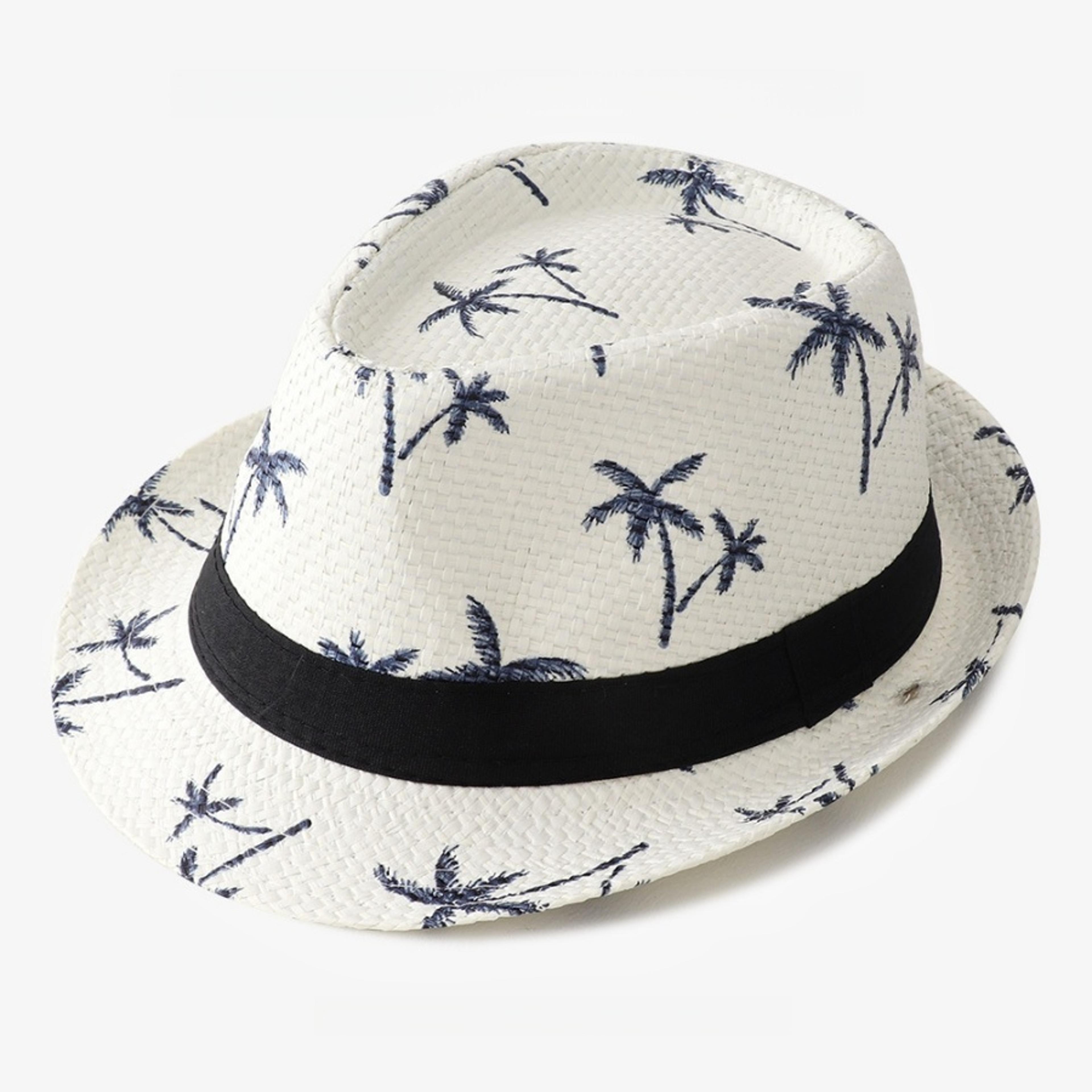 Coconut Tree Print Straw Jazz Hat For Men 3