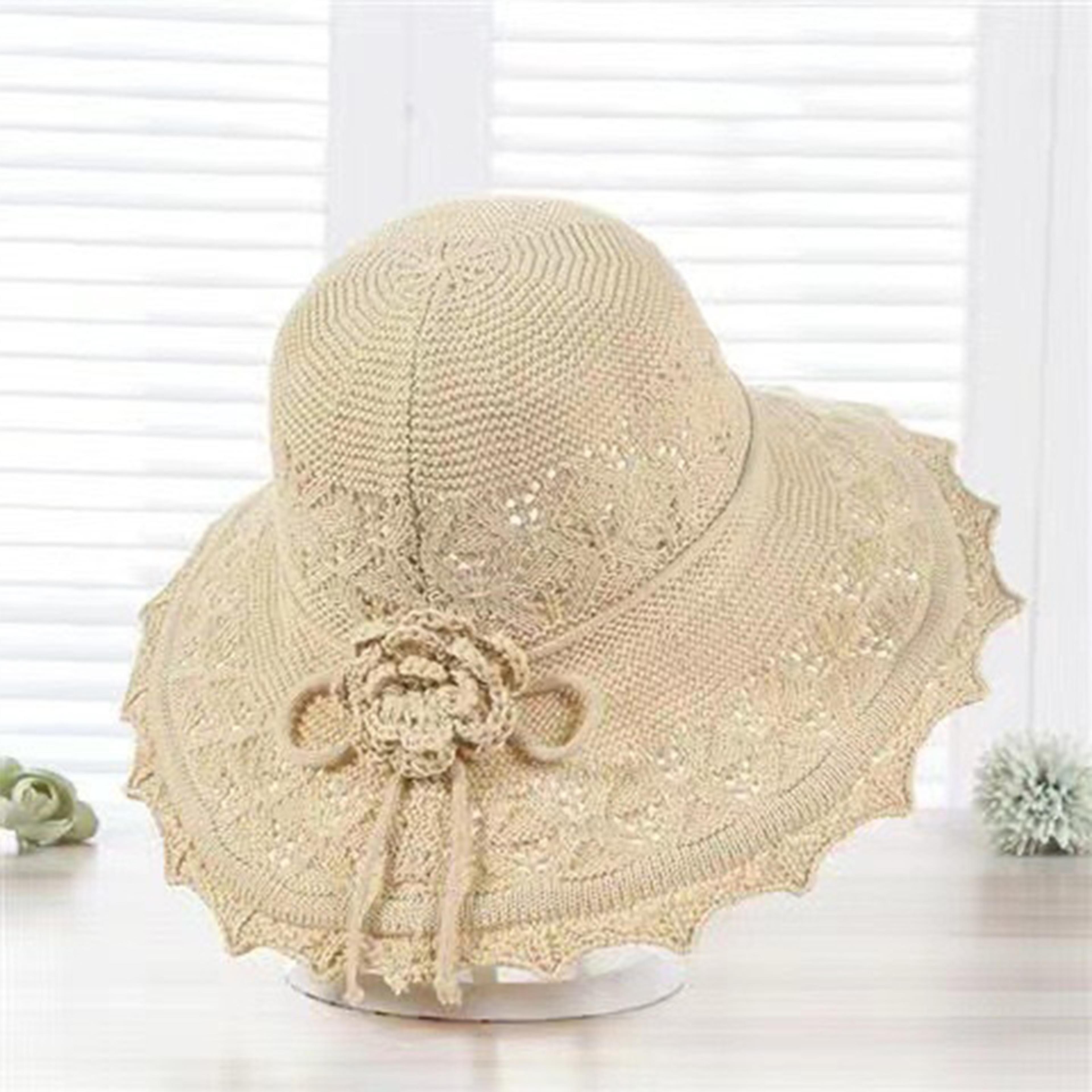 French Style Crochet Wide Brim Sun Hat 1