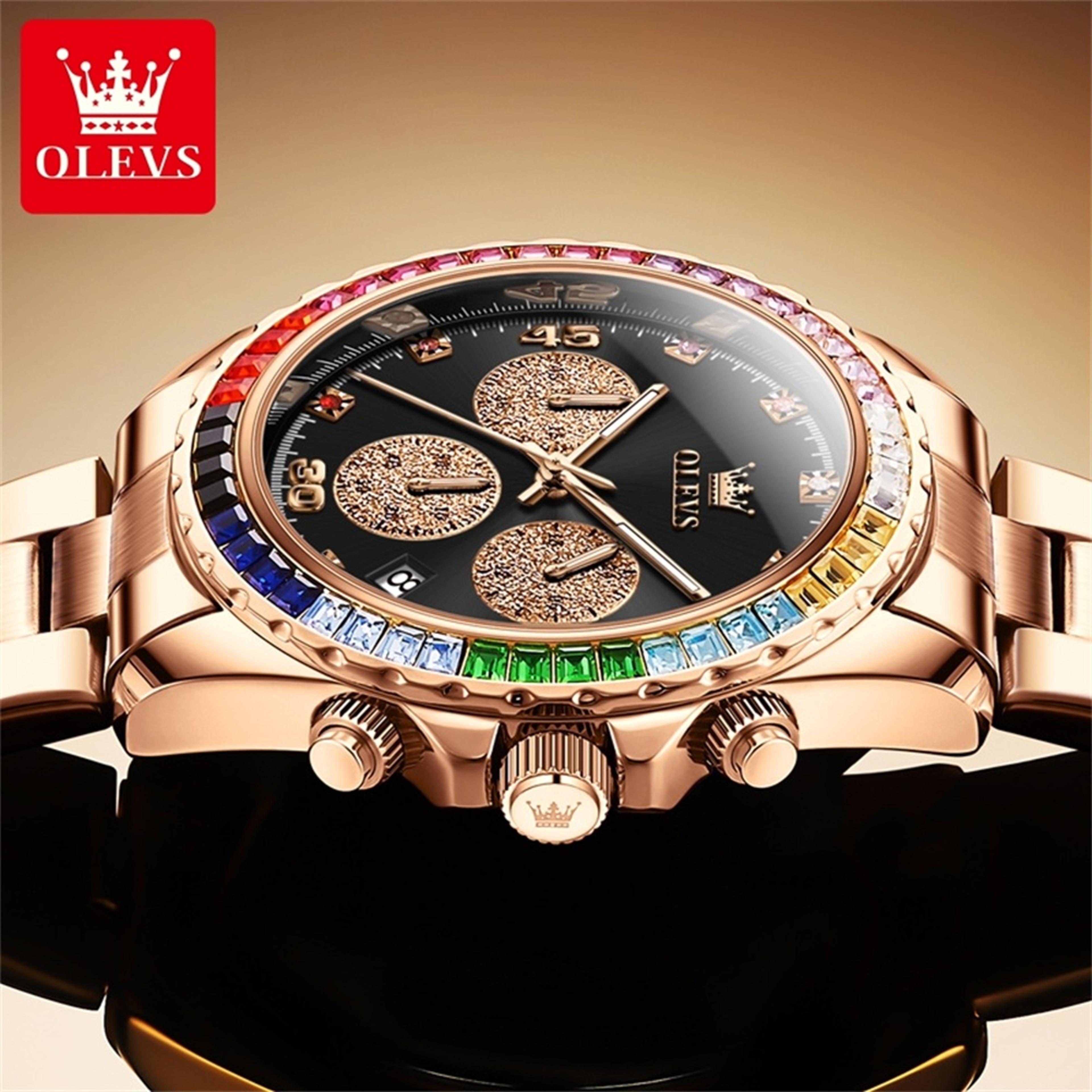 OLEVS Rainbow Gemstone Bezel Quartz Watch 2
