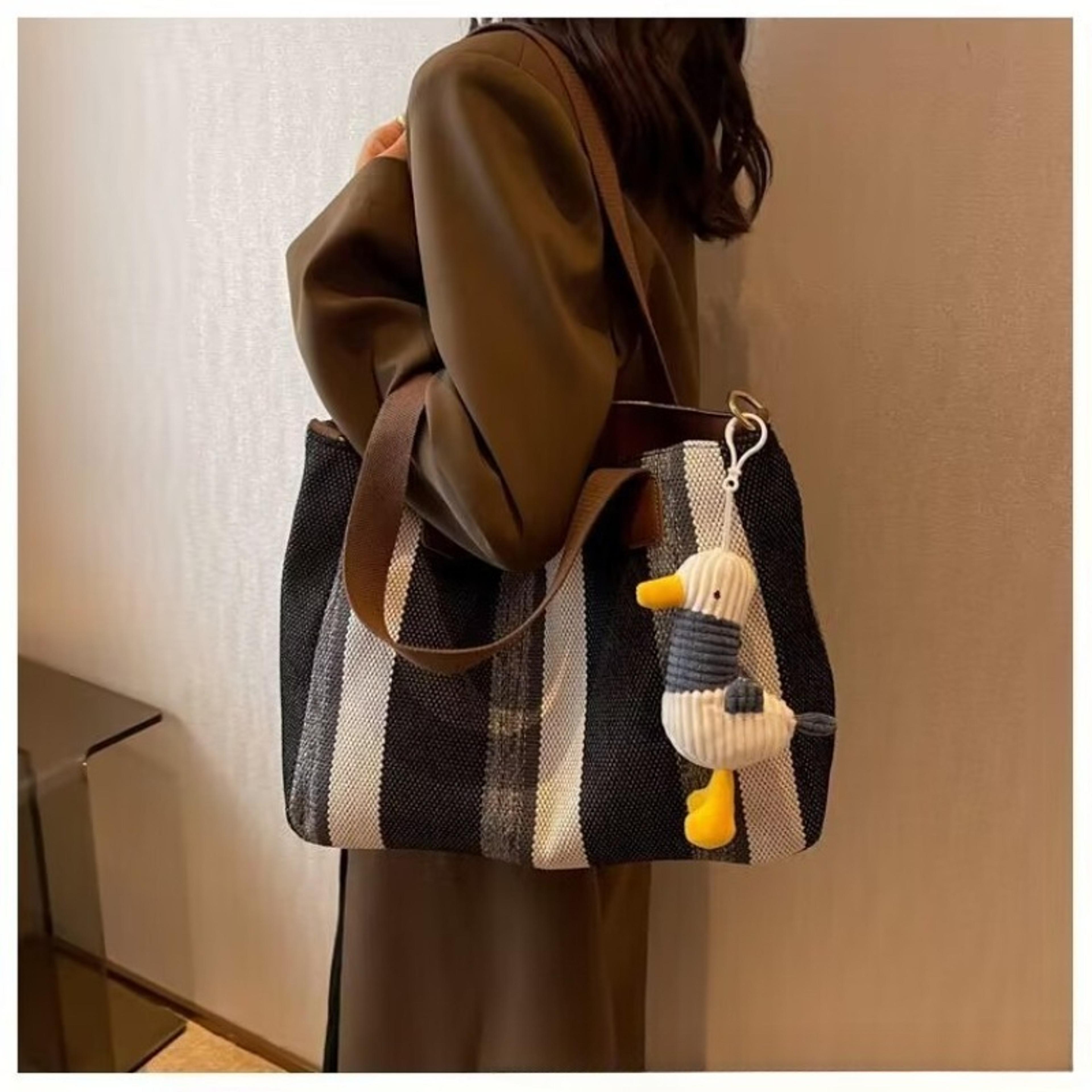 Striped Crossbody Tote Bag 1