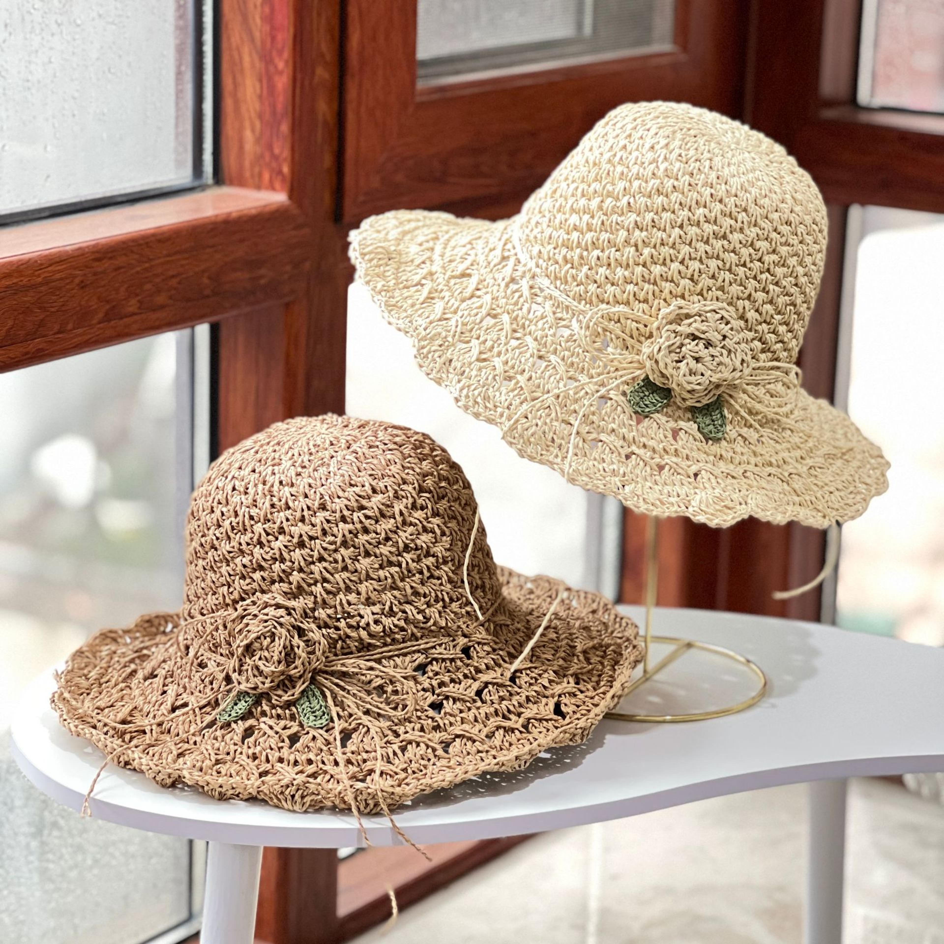 Handwoven Floral Summer Straw Hat 1