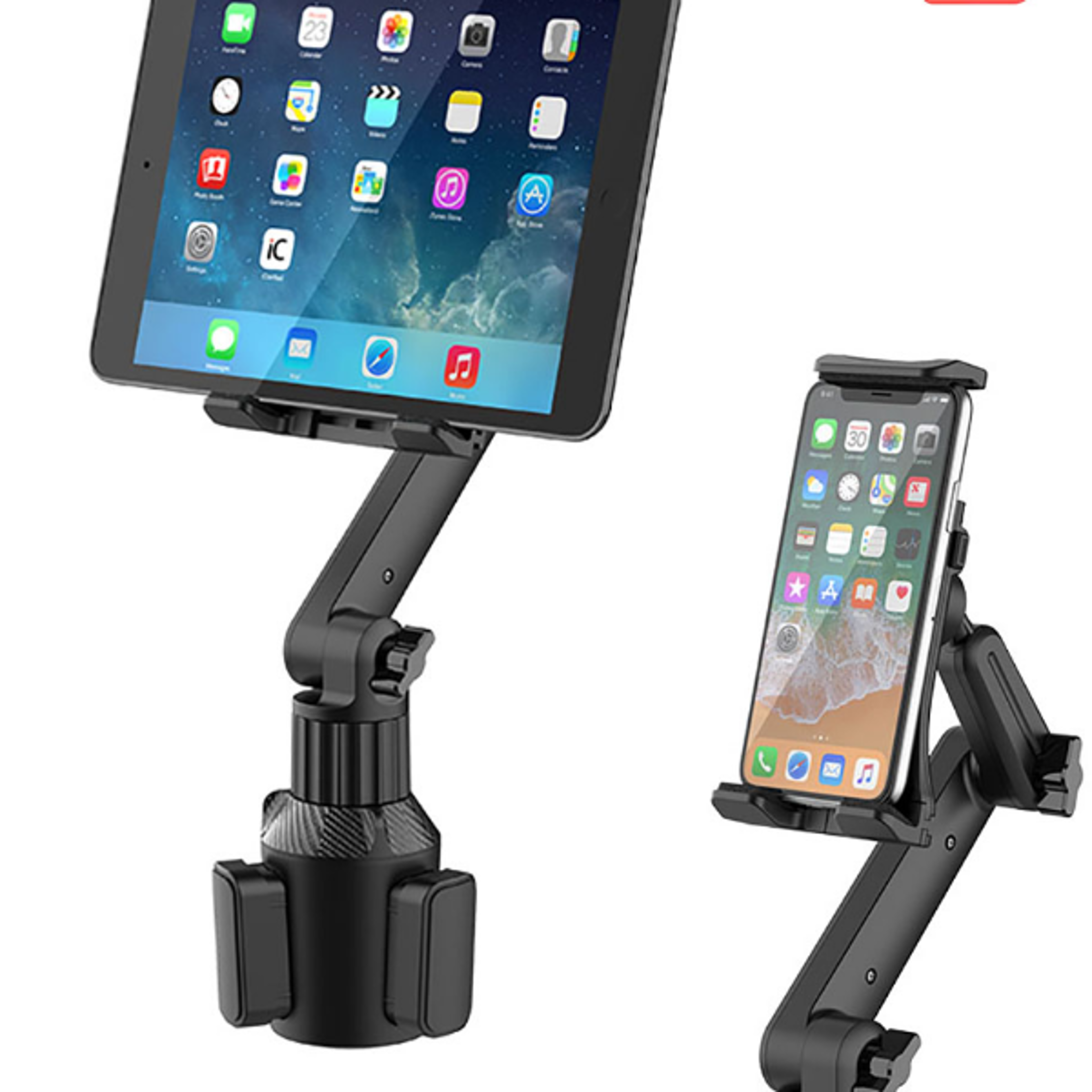 Cup Holder Tablet Mount for Car with Heavy Duty Cupholder Base Adjustable Tablet Car Mount Holder