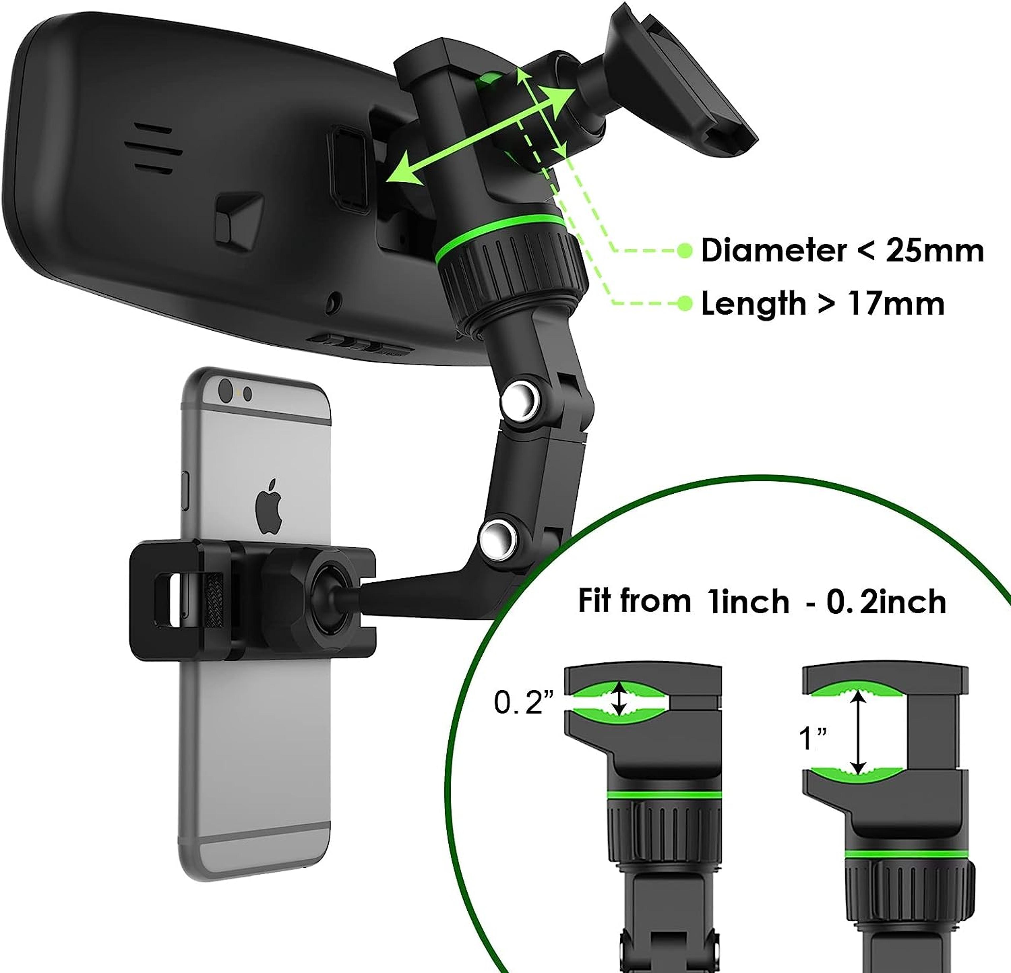 Multifunctional Rearview Mirror Phone Holder Rotatable  Retractable Car Mount For All Vehicles 1